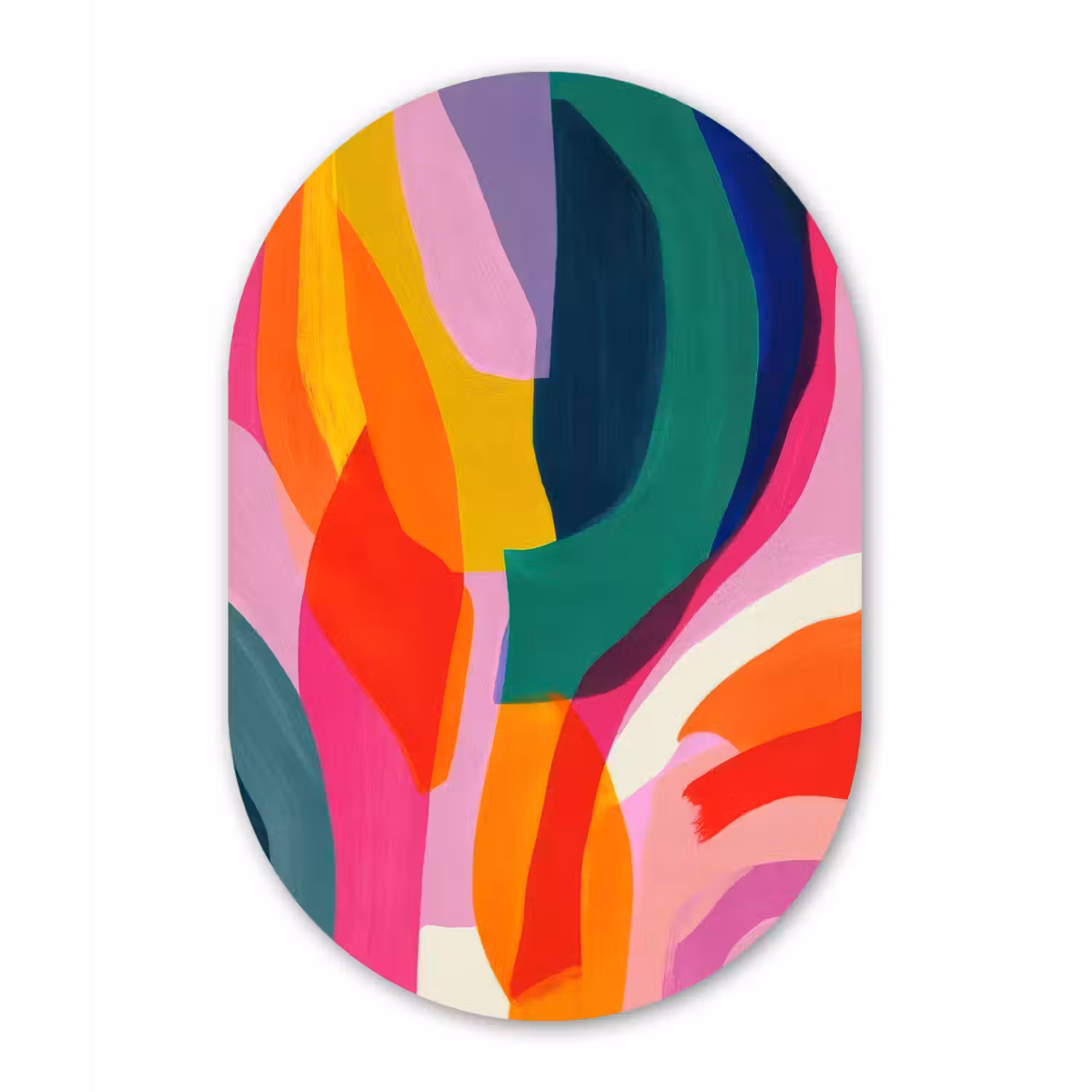 Vormen - Golvend - Abstract - Felroze Wandcirkel Ovaal Aluminium middel -3d