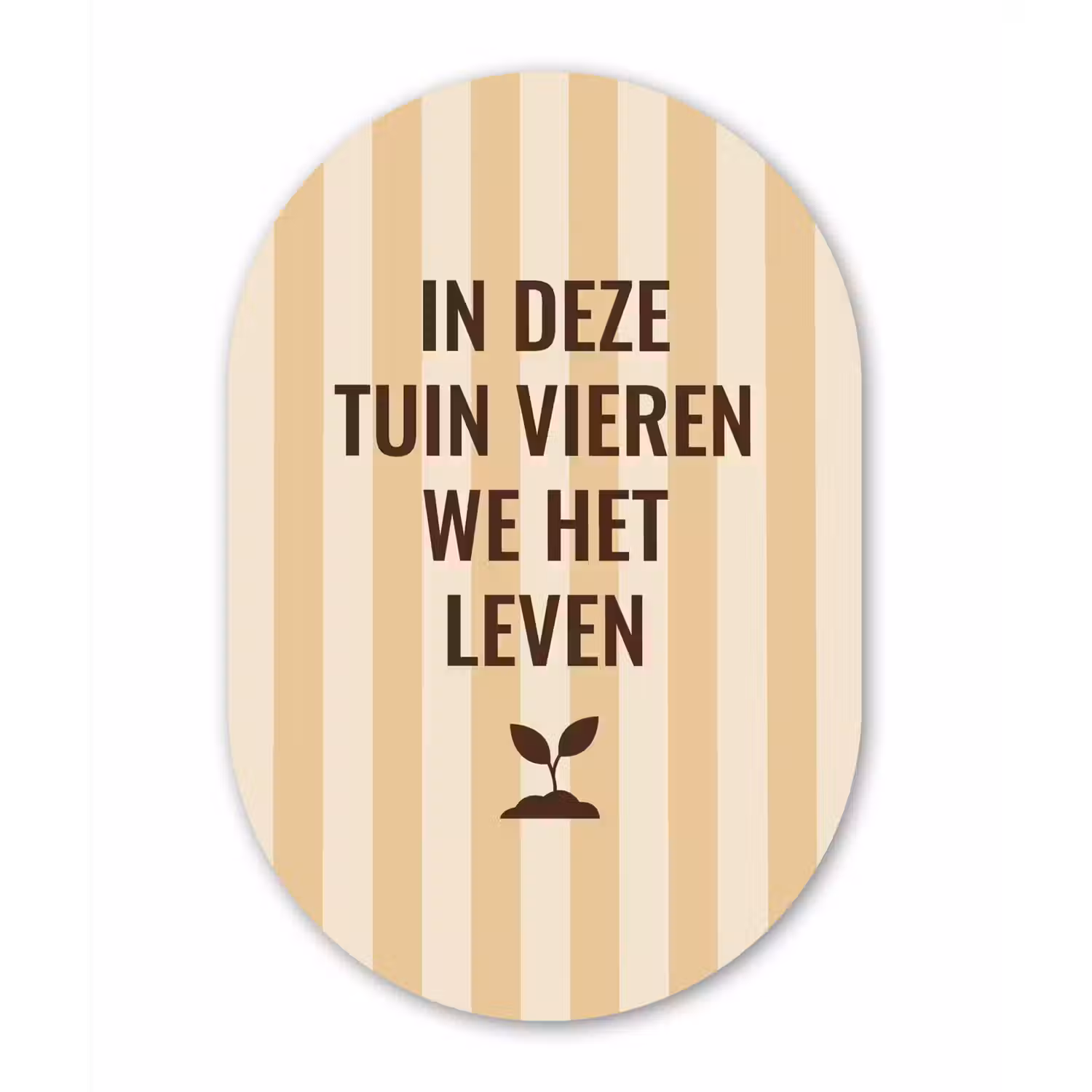 Tuin - Quote - Strepen - Zomer Wandcirkel Ovaal Aluminium middel -3d