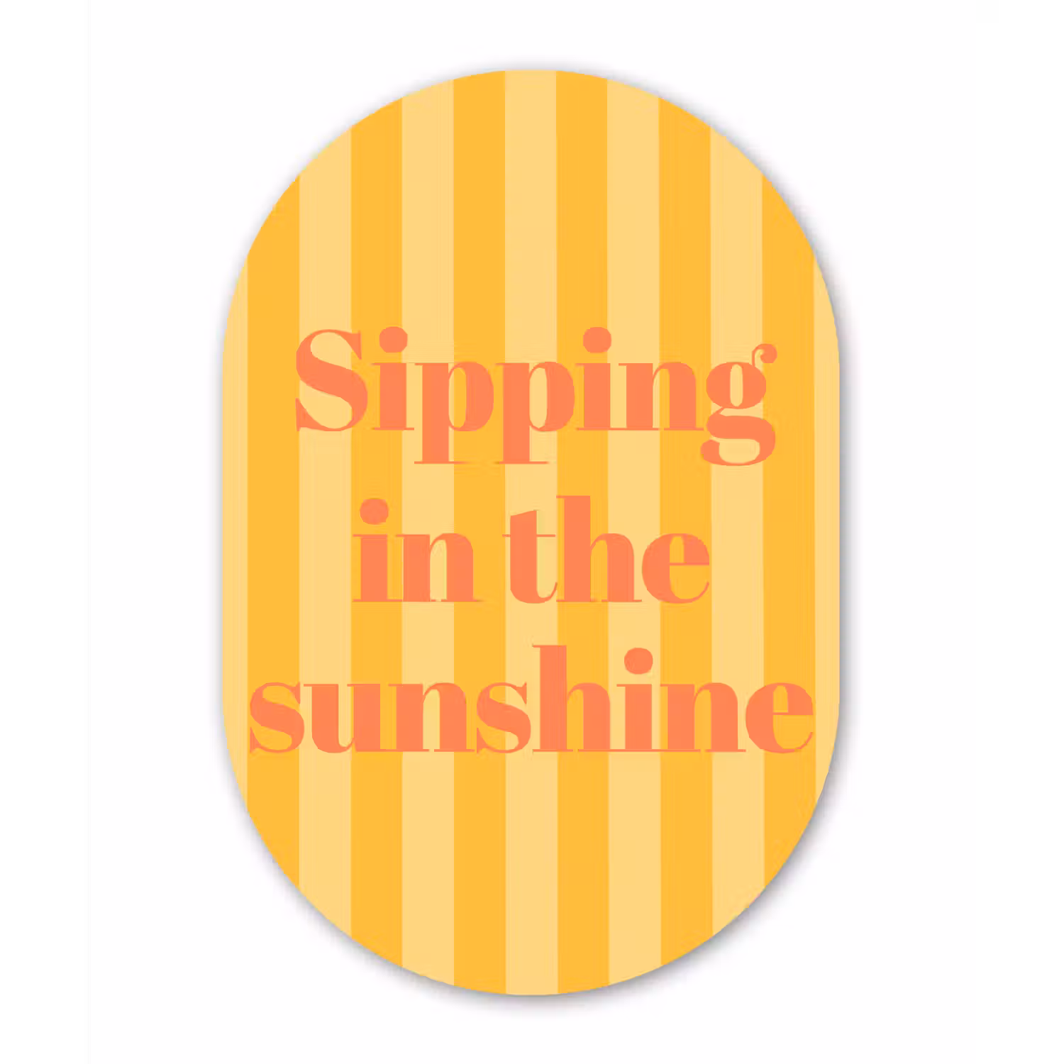 Gestreept - Geel - Sunshine - Letters Wandcirkel Ovaal Aluminium middel -3d