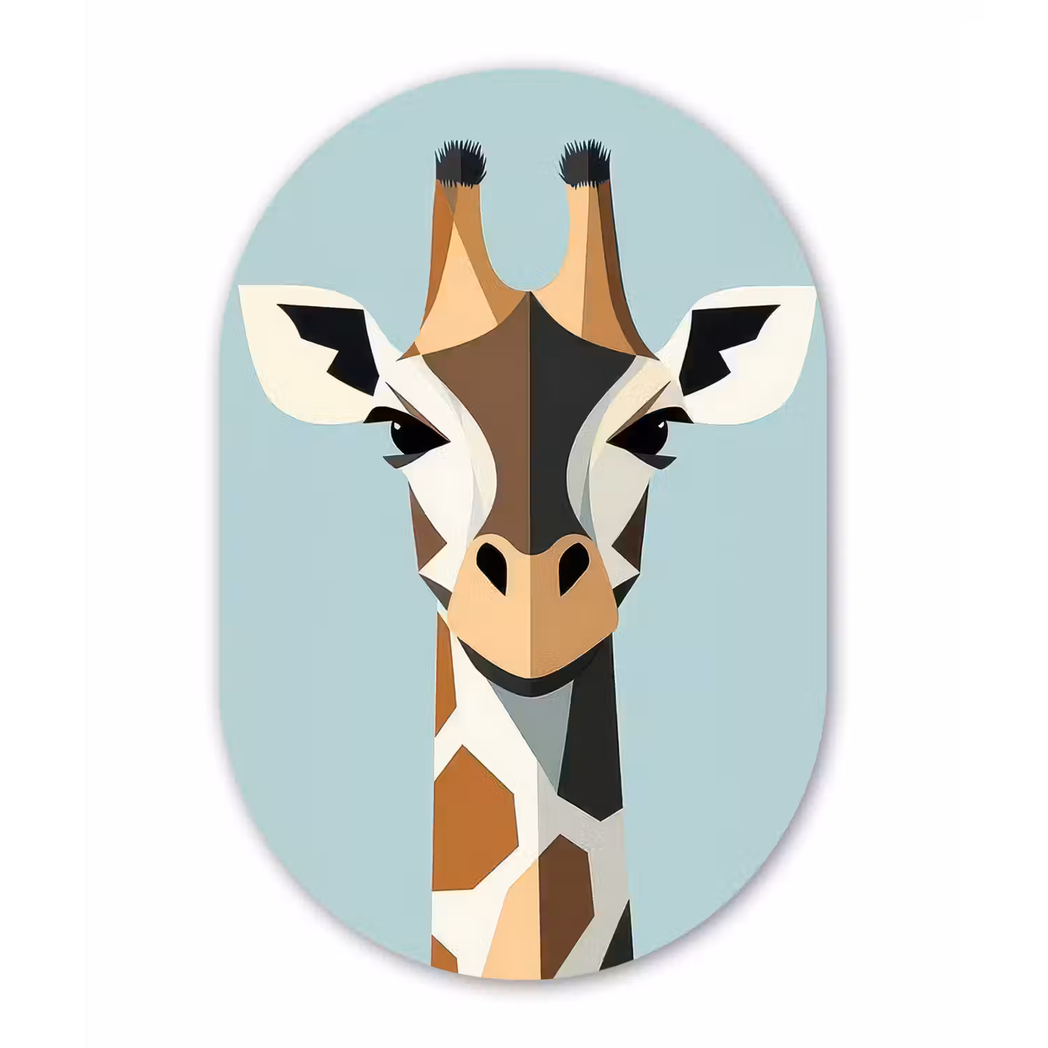 Giraffe - Illustratie - Bruin - Minimalistisch Wandcirkel Ovaal Aluminium middel -3d