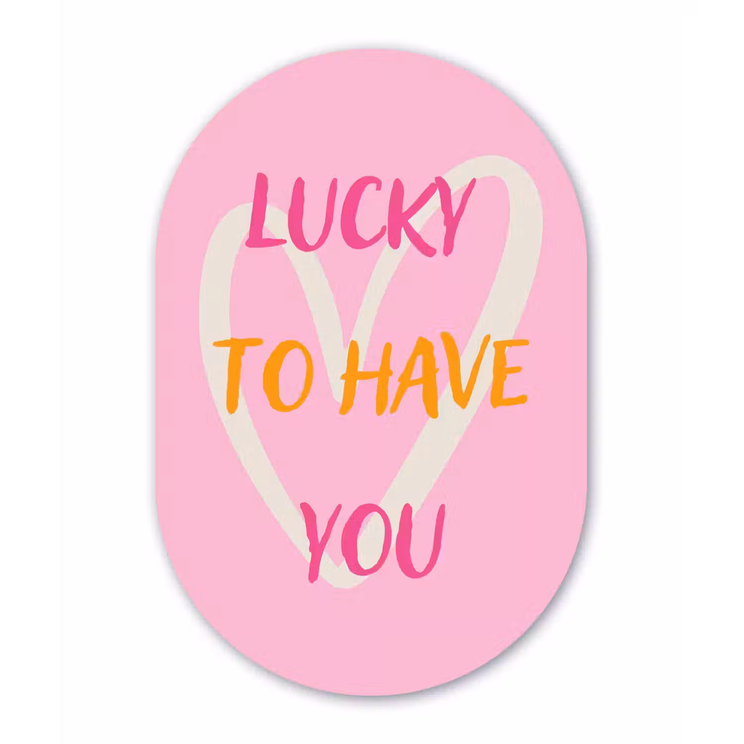 Lucky - Love - Valentijn - Roze Wandcirkel Ovaal Aluminium middel -3d