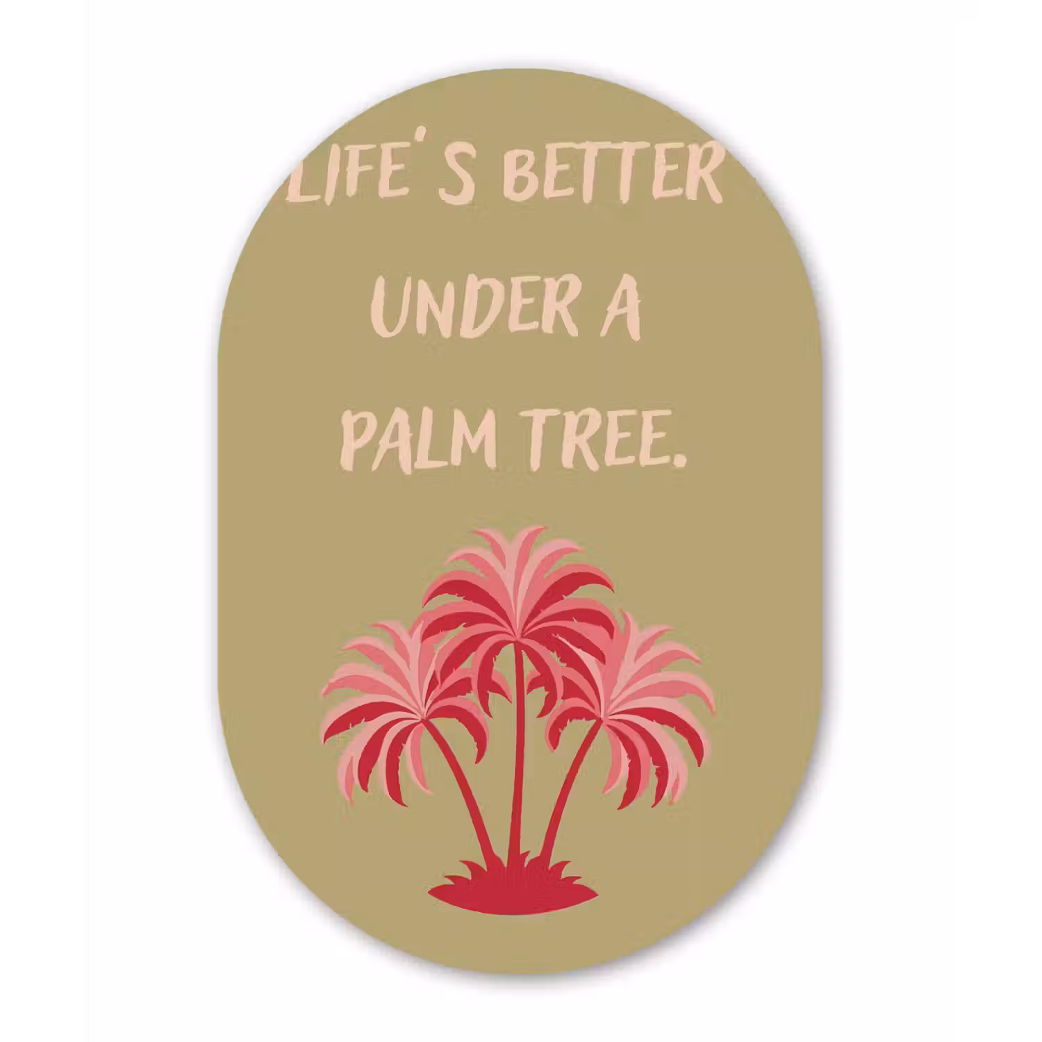 Groen - Zomer - Quote - Palmboom Wandcirkel Ovaal Aluminium middel -3d
