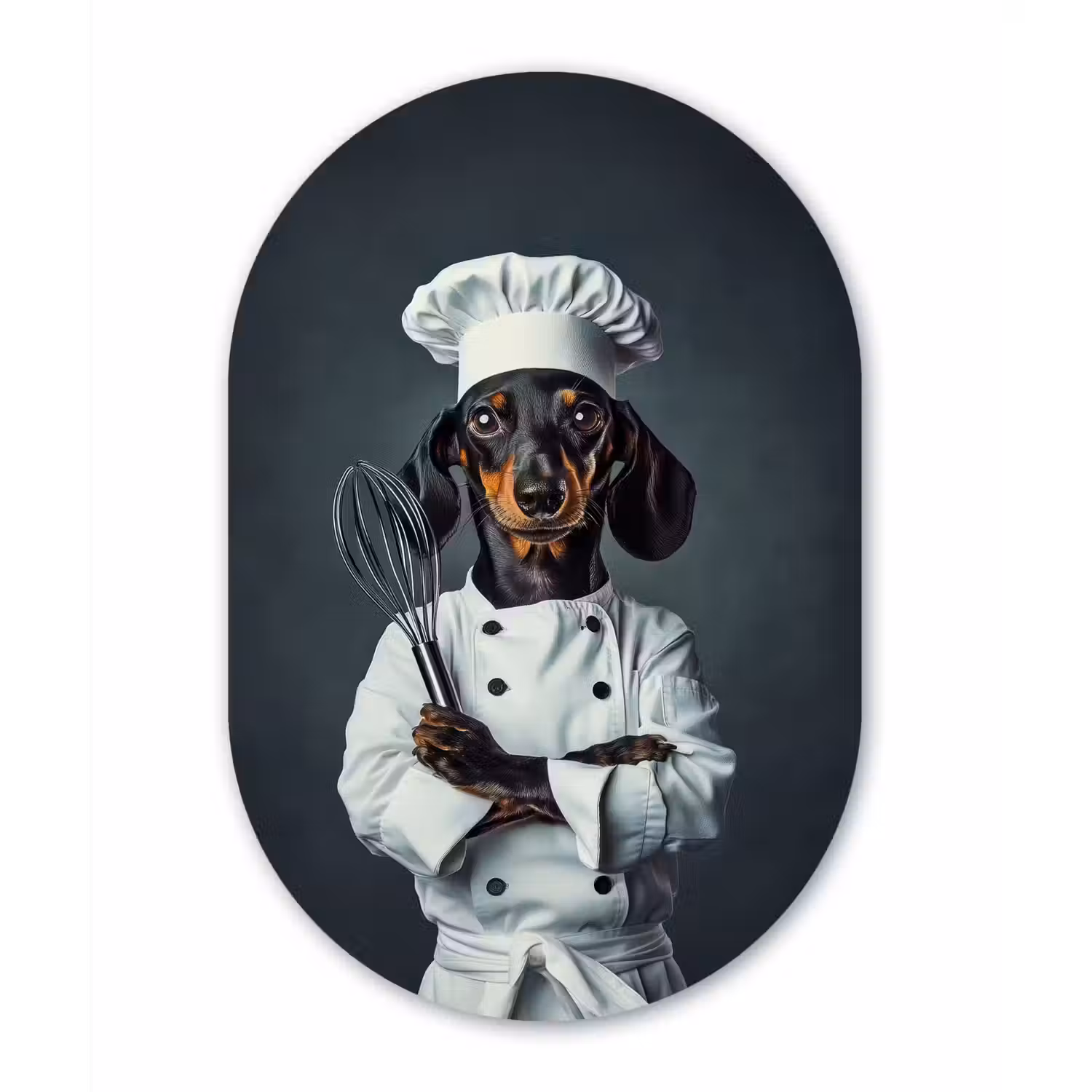 Hond - Garde - Kok Wandcirkel Ovaal Aluminium middel -3d