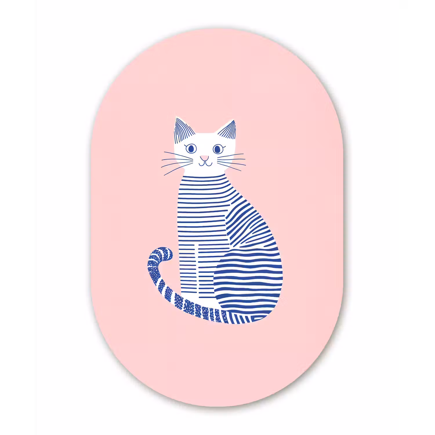 Kat - Illustratie - Minimalistisch - Roze Wandcirkel Ovaal Aluminium middel -3d