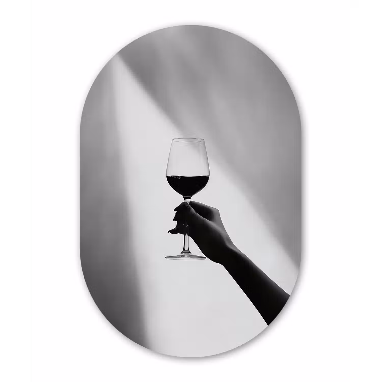 Lichtinval - Wijn - Rood - Glas Wandcirkel Ovaal Aluminium middel -3d