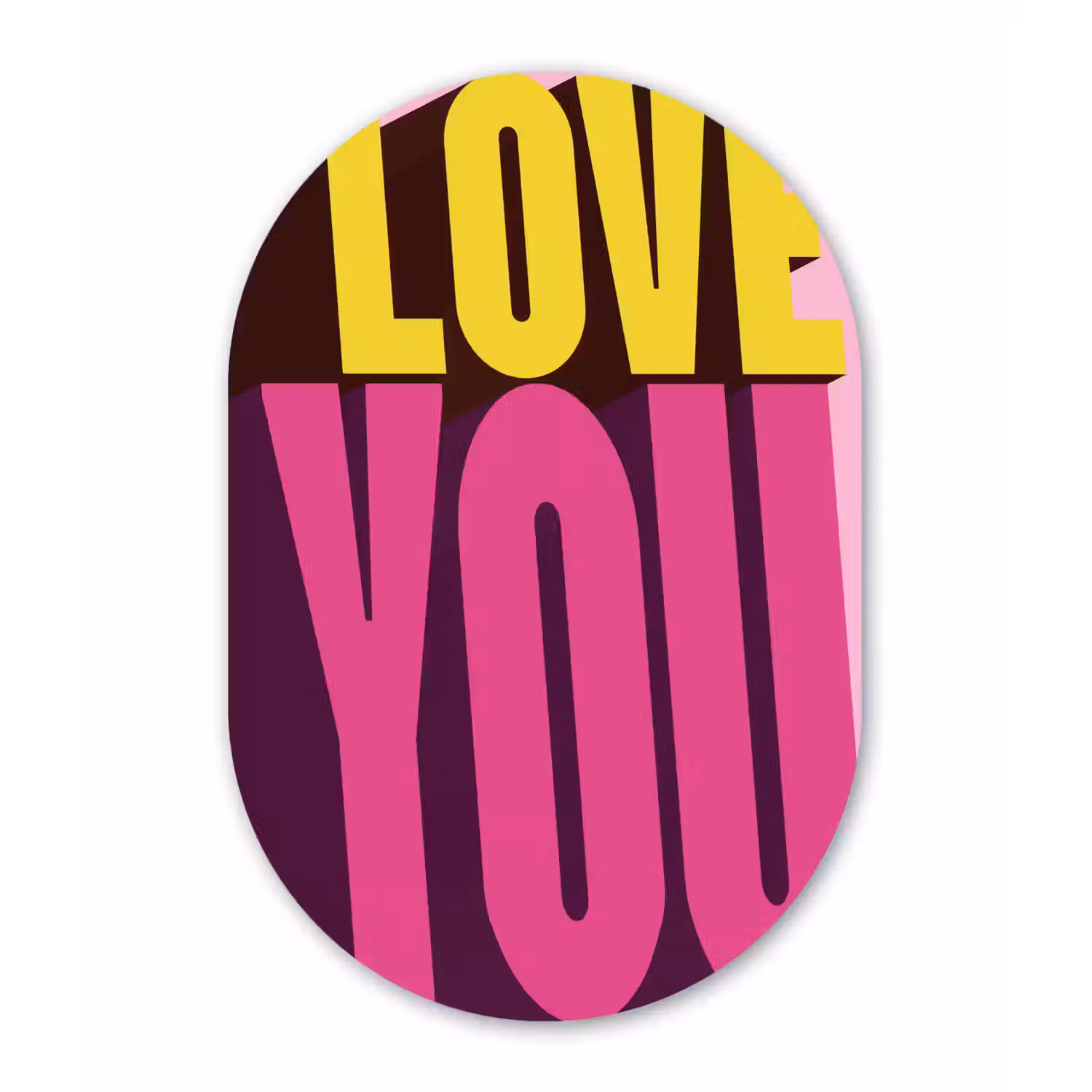 Love - Tekst - Roze - Valentijn Wandcirkel Ovaal Aluminium middel -3d