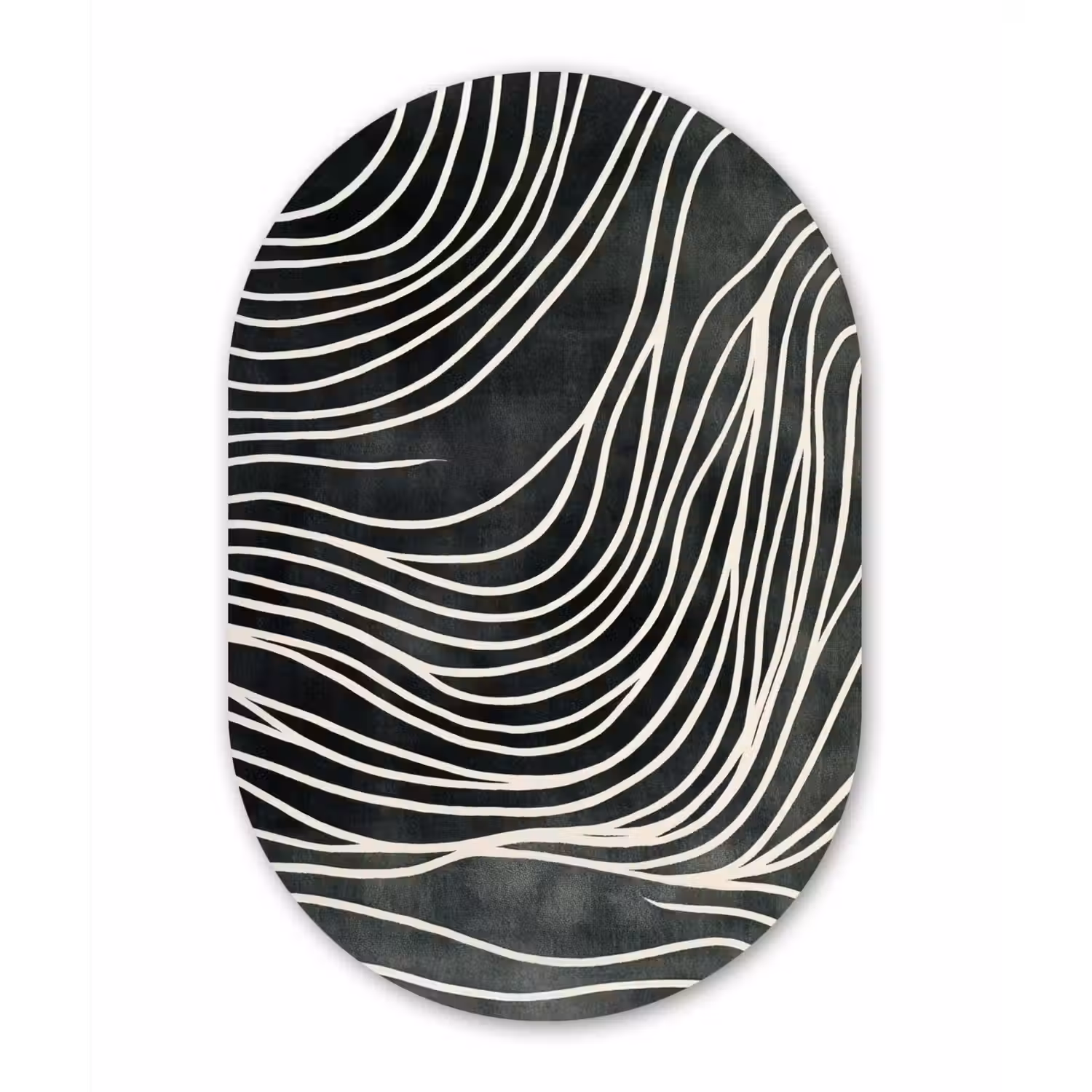 Lijnen - Patroon - Abstract - Wit Wandcirkel Ovaal Aluminium middel -3d