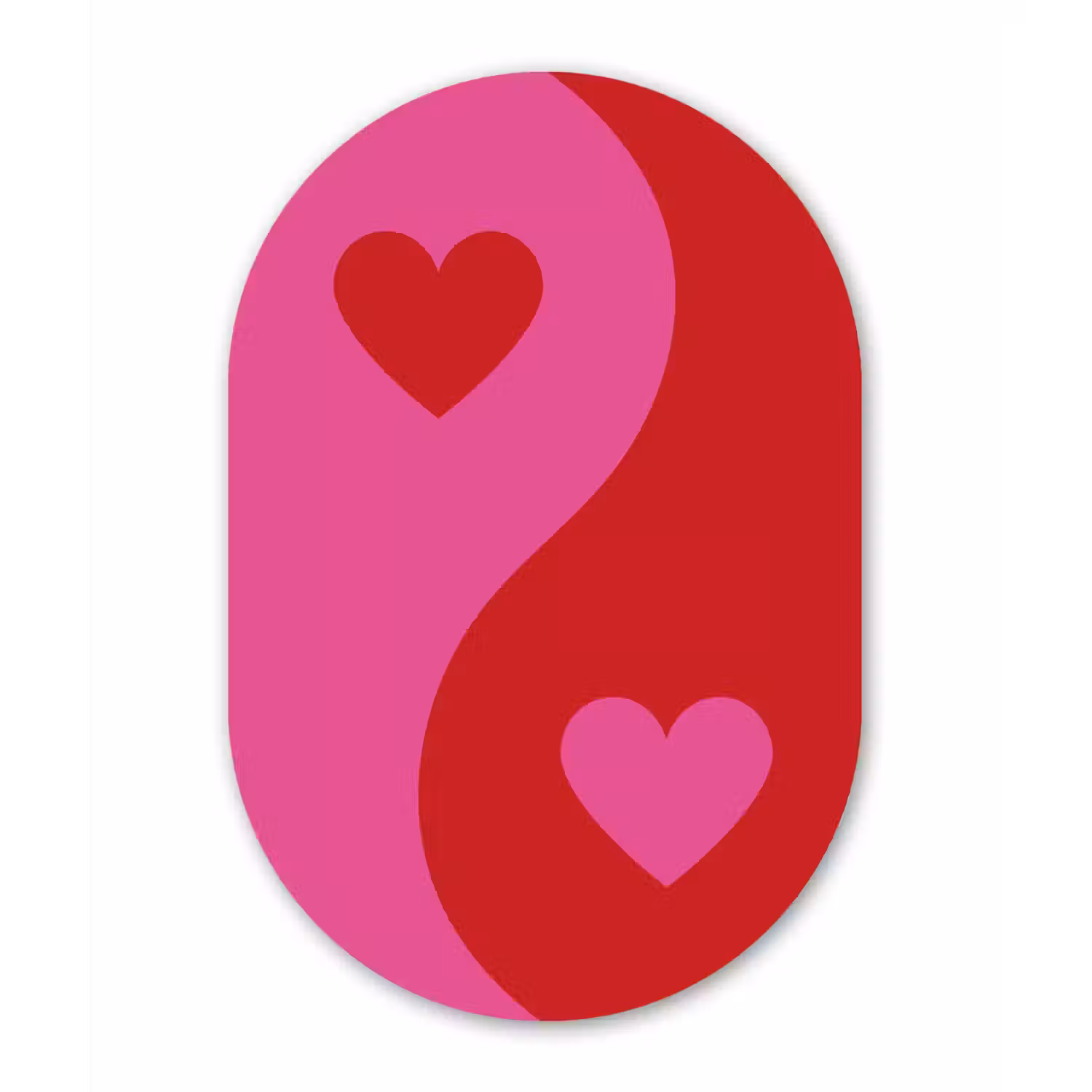 Minimalistisch - Rood - Roze - Hartjes Wandcirkel Ovaal Aluminium middel -3d
