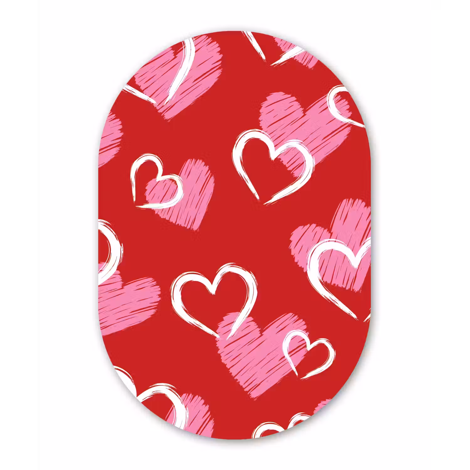 Patroon - Hartjes - Roze - Valentijn Wandcirkel Ovaal Aluminium middel -3d