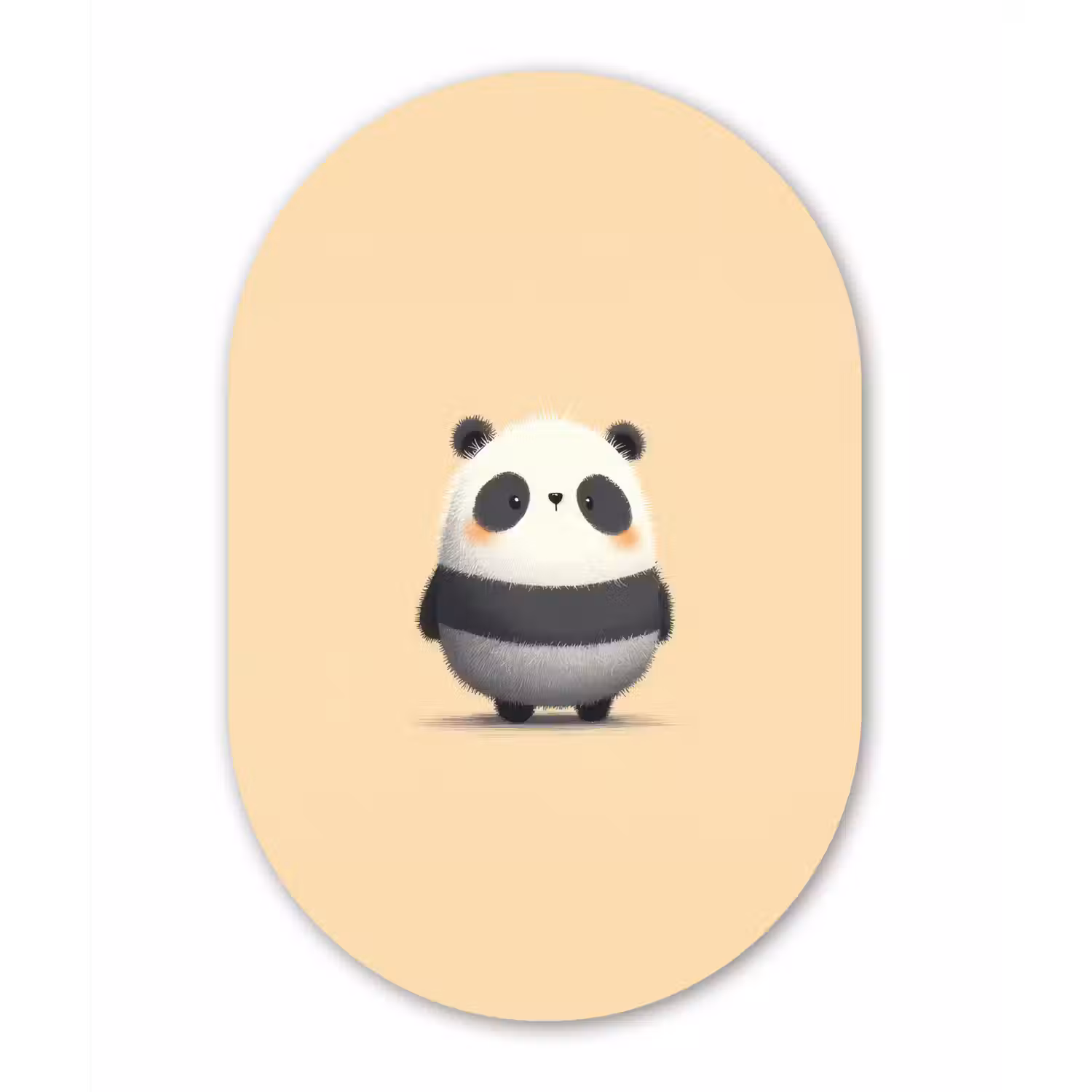 Panda - Beige - Minimalistisch Wandcirkel Ovaal Aluminium middel -3d