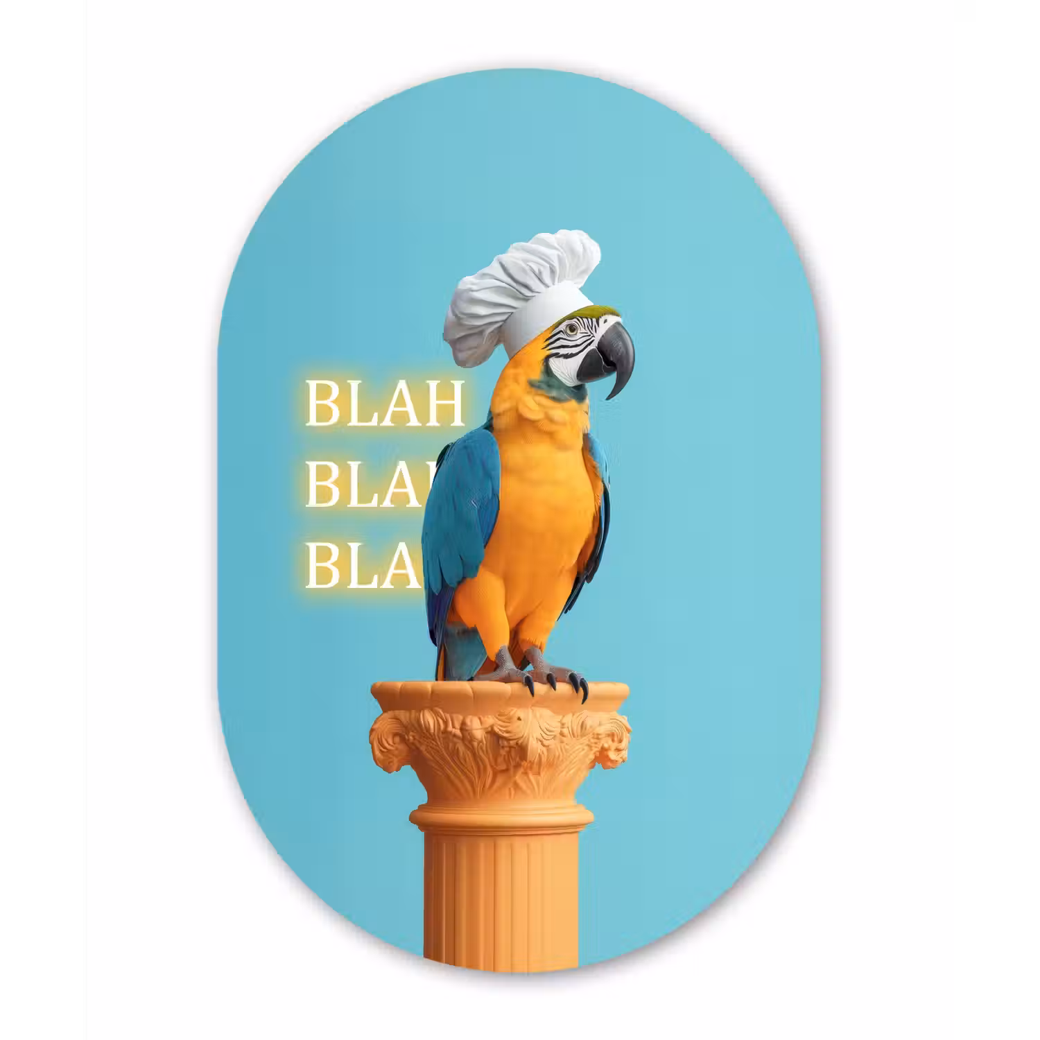 Papegaai - Koksmuts - Quote - Neon Wandcirkel Ovaal Aluminium middel -3d