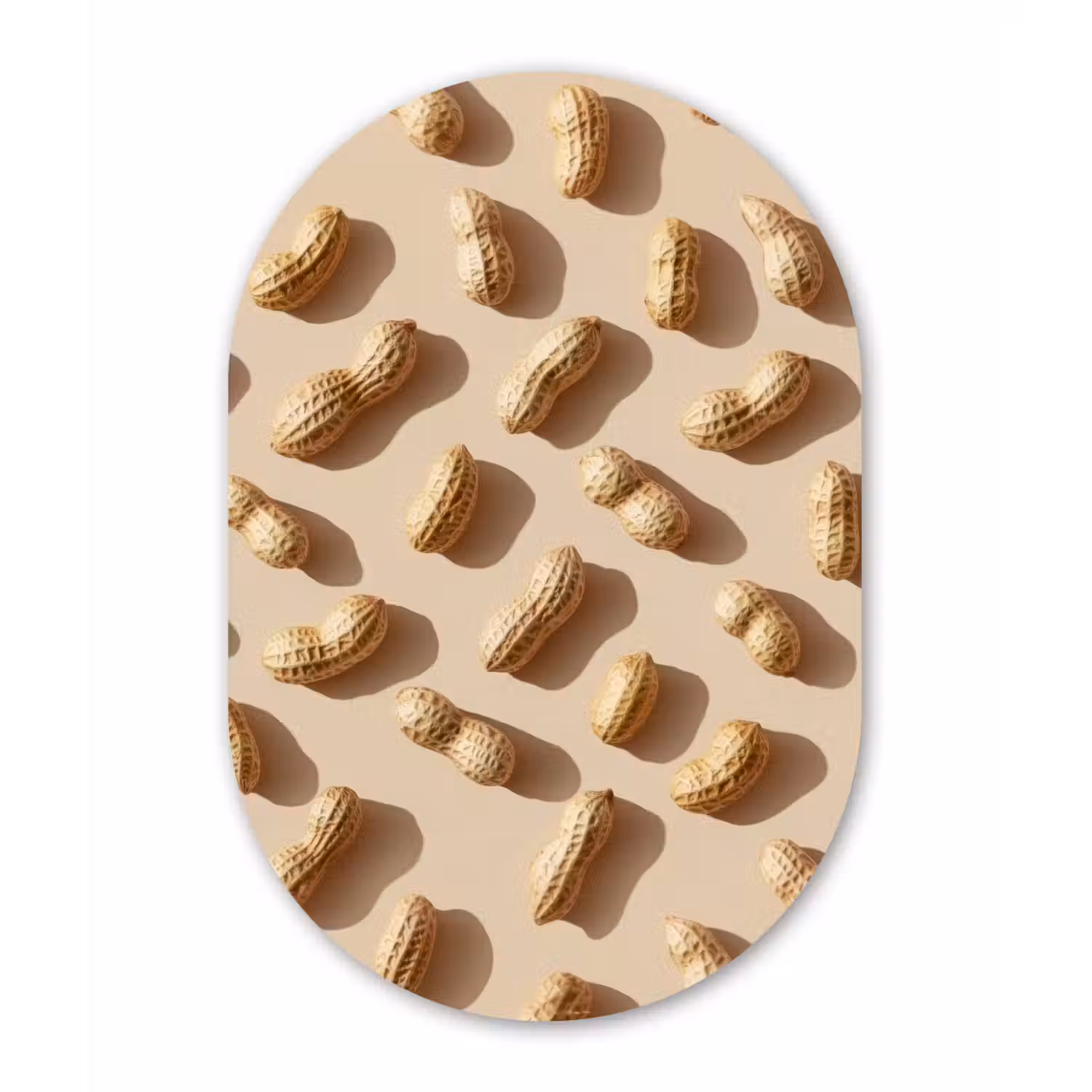 Pinda's - Patroon - Beige Wandcirkel Ovaal Aluminium middel -3d