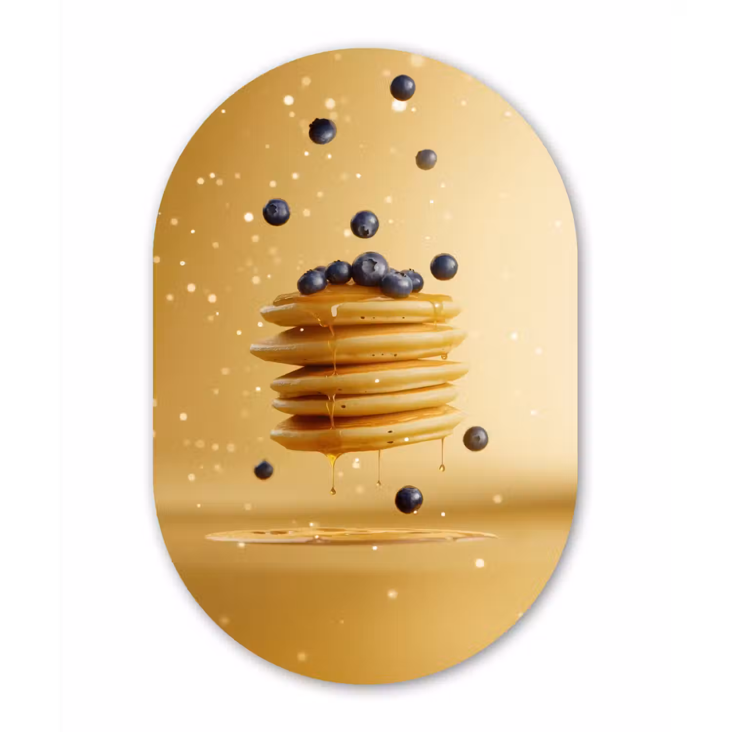 Pannenkoeken - Eten - Honing - Geel Wandcirkel Ovaal Aluminium middel -3d