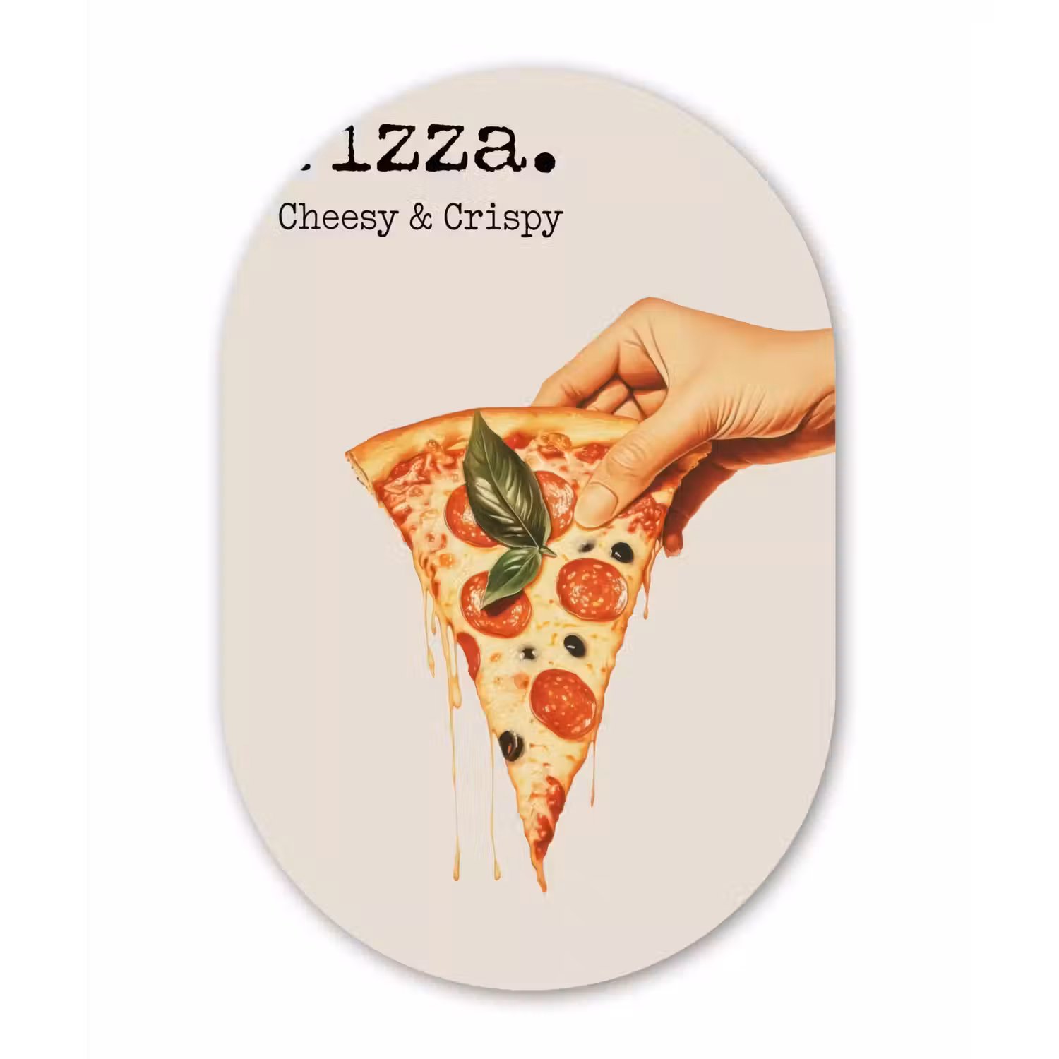 Pizza - Kaas - Pepperoni Wandcirkel Ovaal Aluminium middel -3d