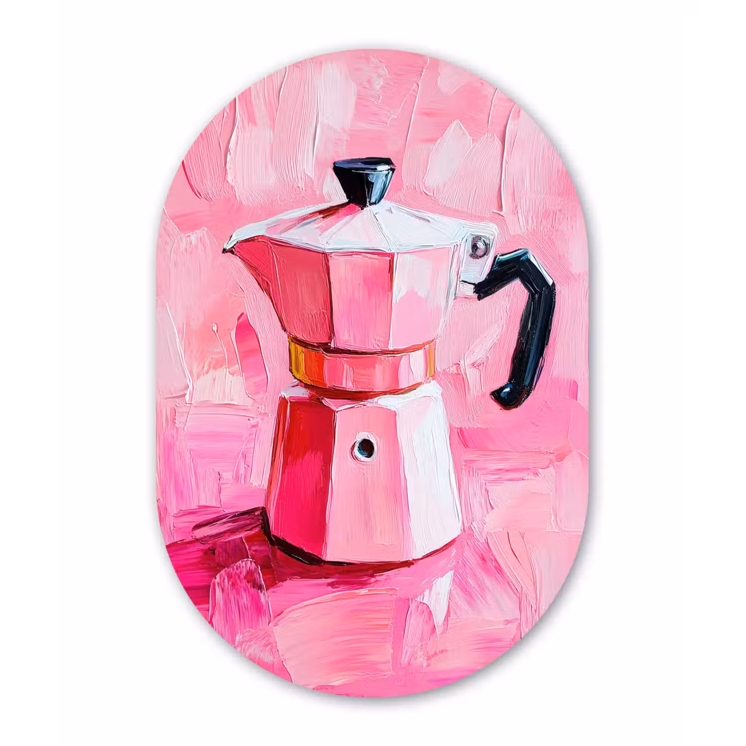 Roze - Verf - Coffee Wandcirkel Ovaal Aluminium middel -3d