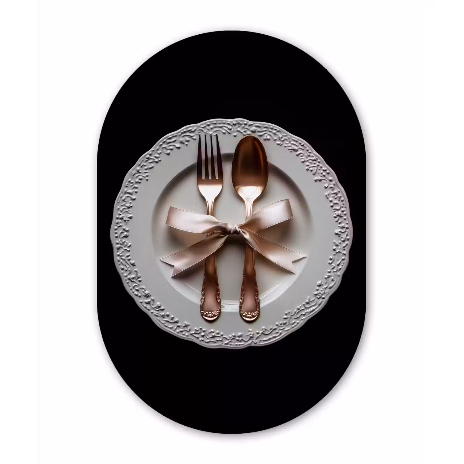 Rose - Strik - Bestek Wandcirkel Ovaal Aluminium middel -3d