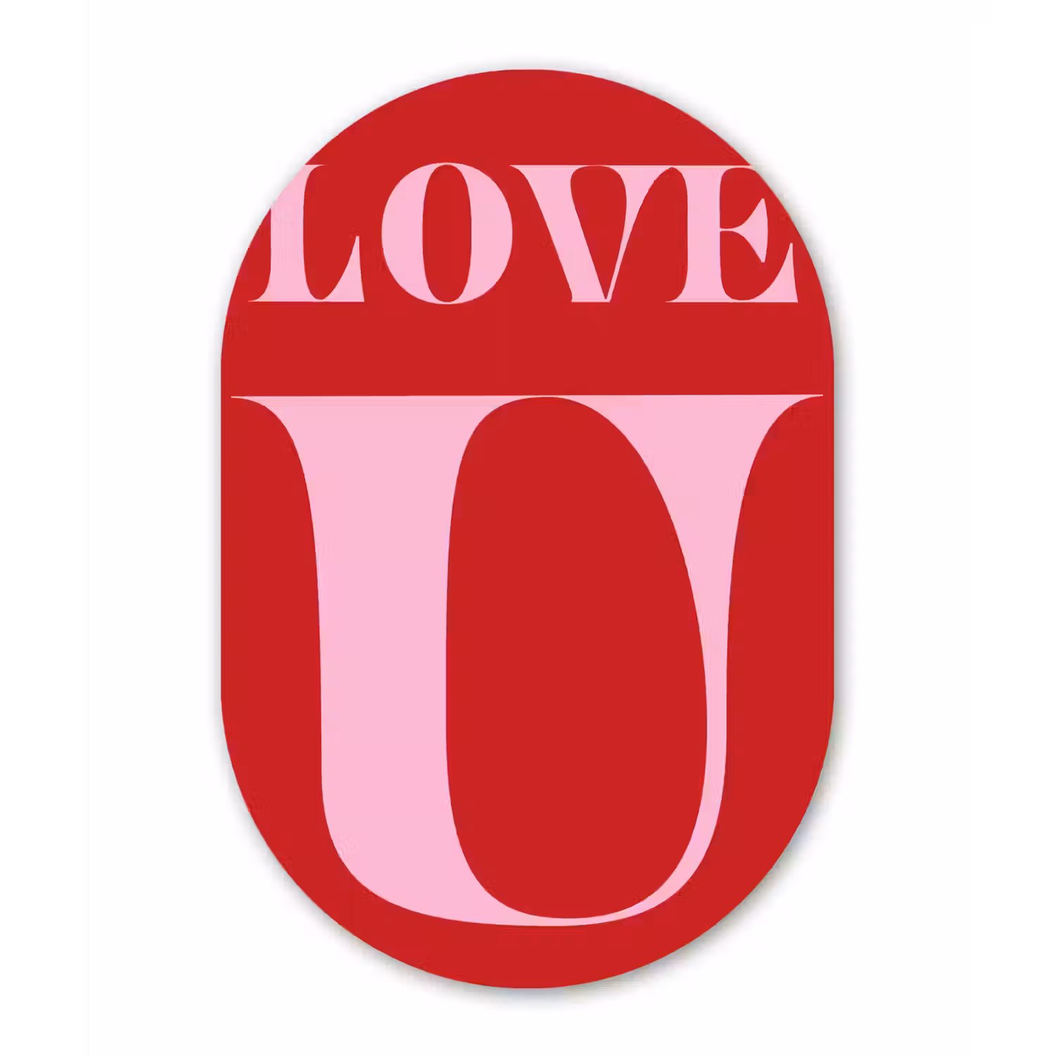 Rood - Love - Valentijn - Roze Wandcirkel Ovaal Aluminium middel -3d