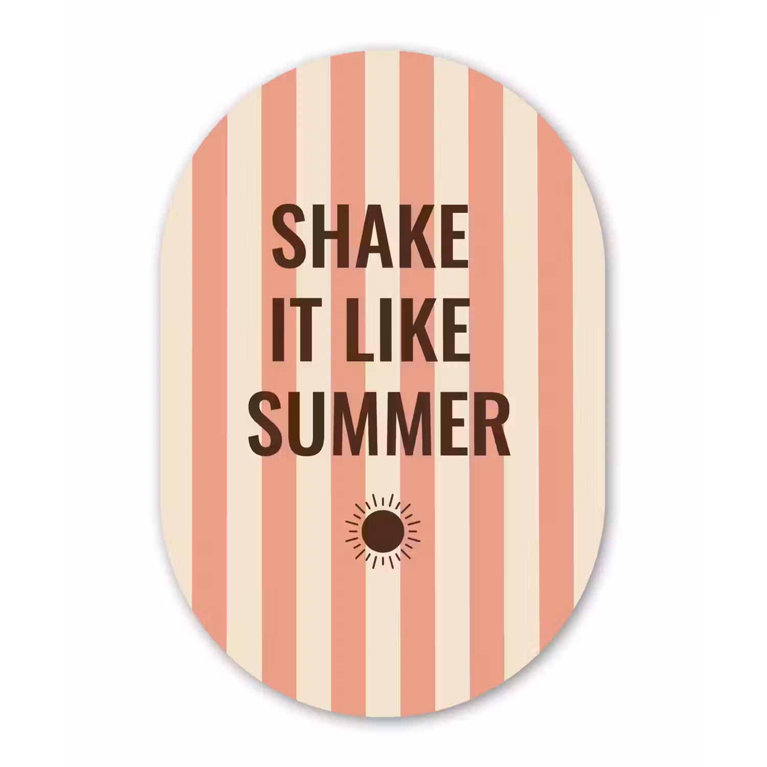 Zomer - Quote - Strepen Wandcirkel Ovaal Aluminium middel -3d