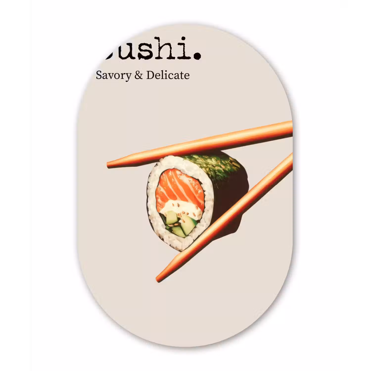 Sushi - Zalm - Rijst - Japans Wandcirkel Ovaal Aluminium middel -3d