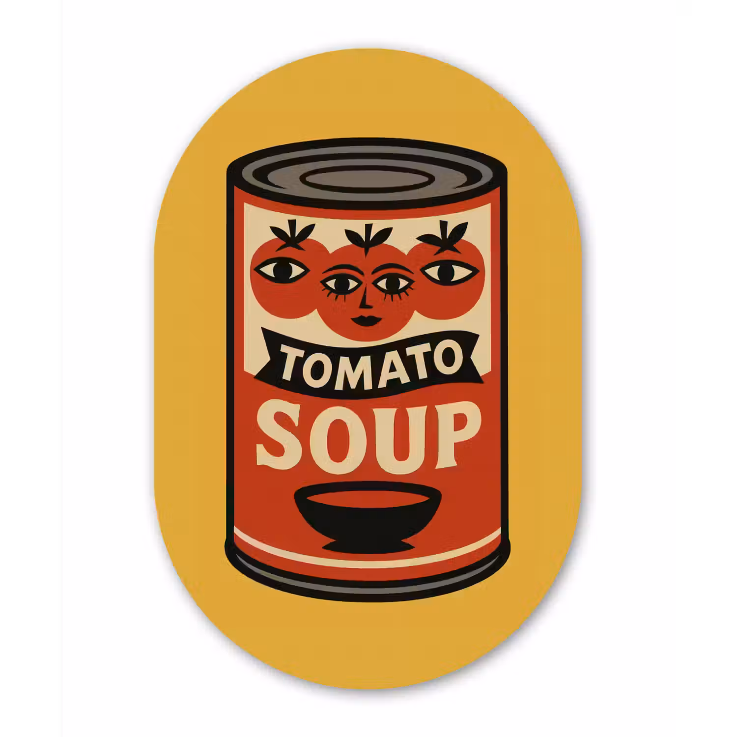 Tomatensoep - Gezichtje - Illustratie - Rood Wandcirkel Ovaal Aluminium middel -3d