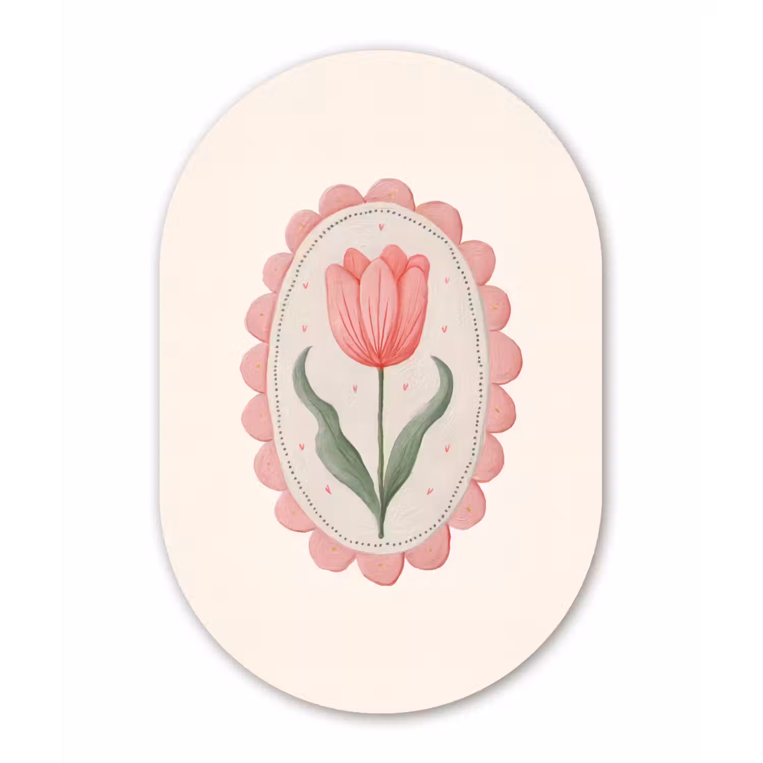 Tulp - Lijst - Ovaal - Illustratie Wandcirkel Ovaal Aluminium middel -3d