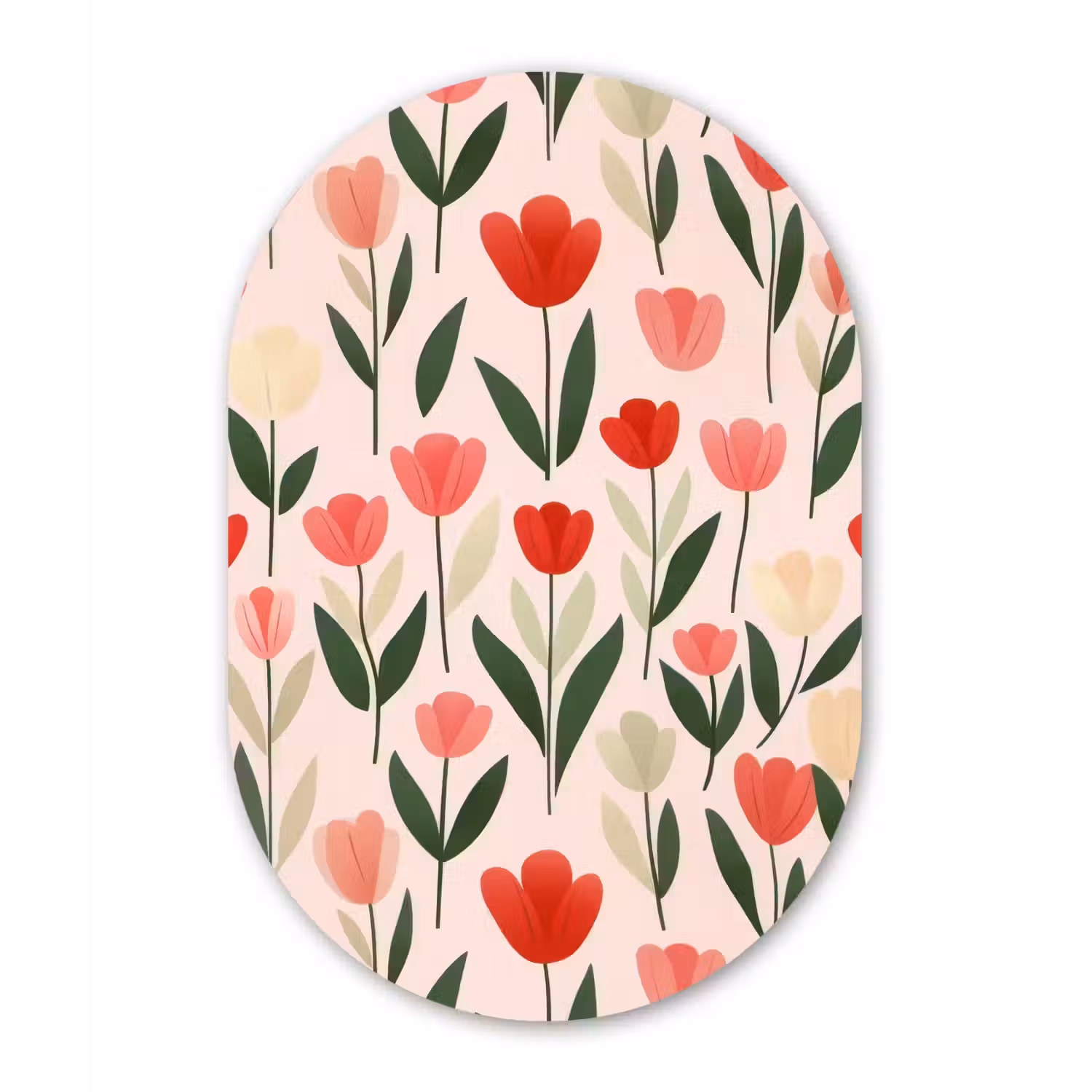 Tulpen - Modern - Roze Wandcirkel Ovaal Aluminium middel -3d