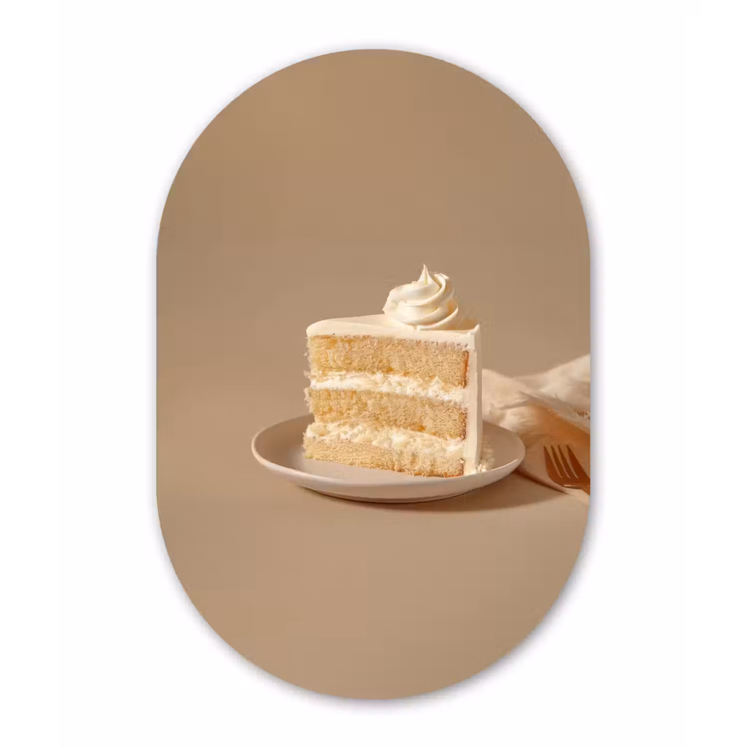Vanilletaart - Cake - Romig Wandcirkel Ovaal Aluminium middel -3d