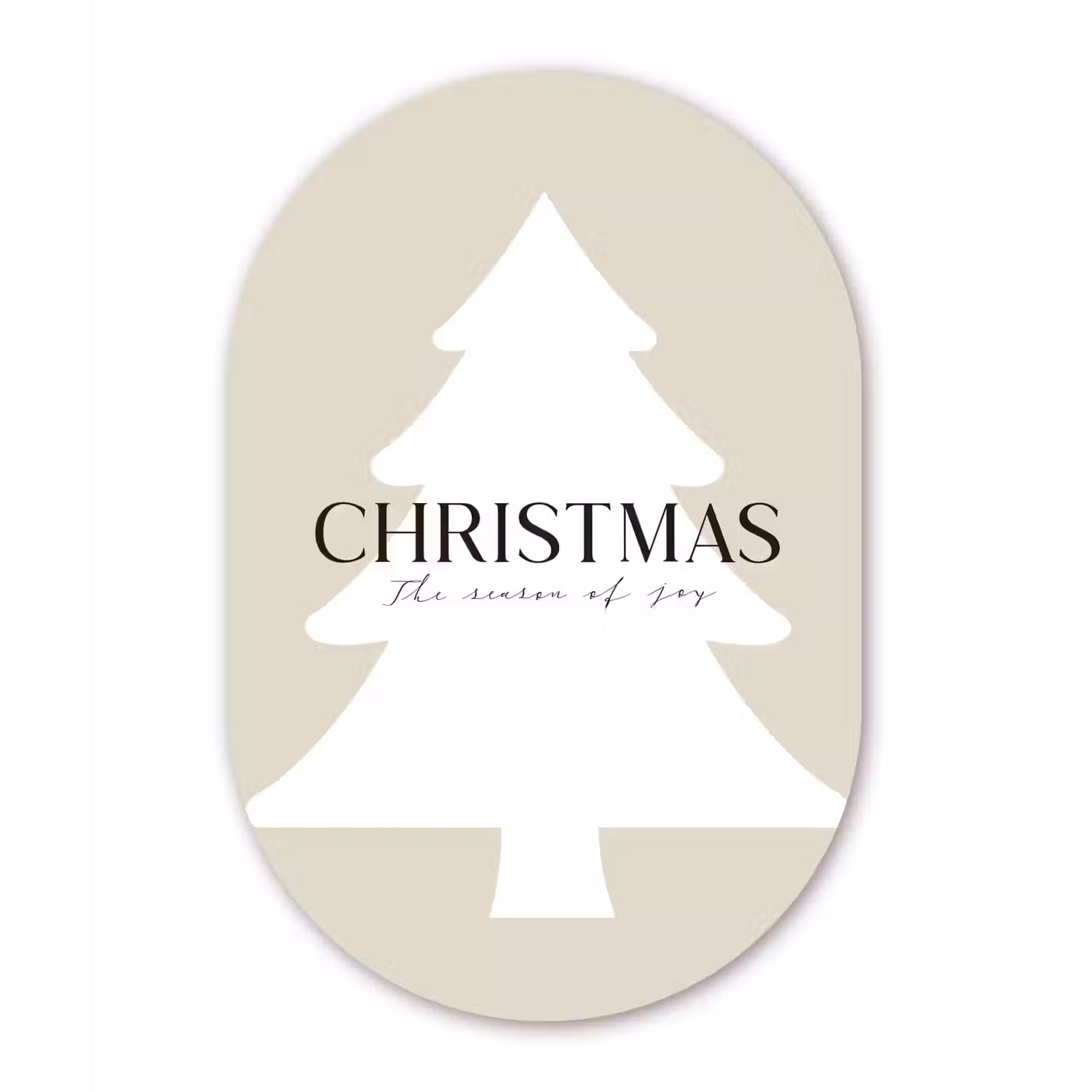 Kerstboom - Japandi - Christmas - Beige Wandcirkel Ovaal Aluminium middel -3d