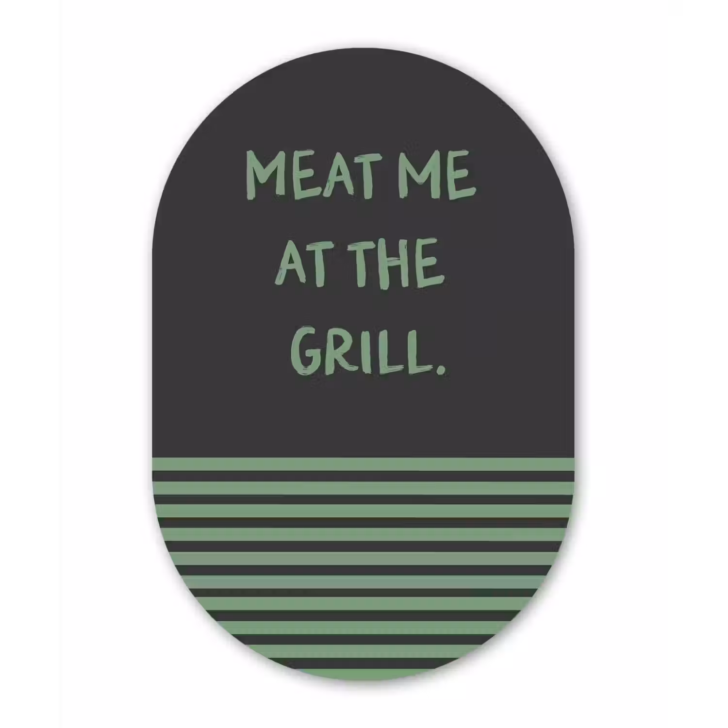 Quote - Groen - Grill - Zomer Wandcirkel Ovaal Aluminium middel -3d