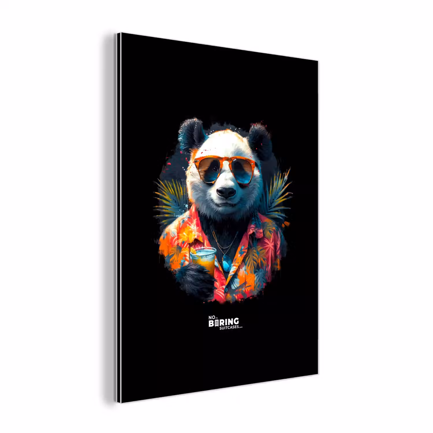 Panda als tropische straatkunst aluminium wit klein -3d