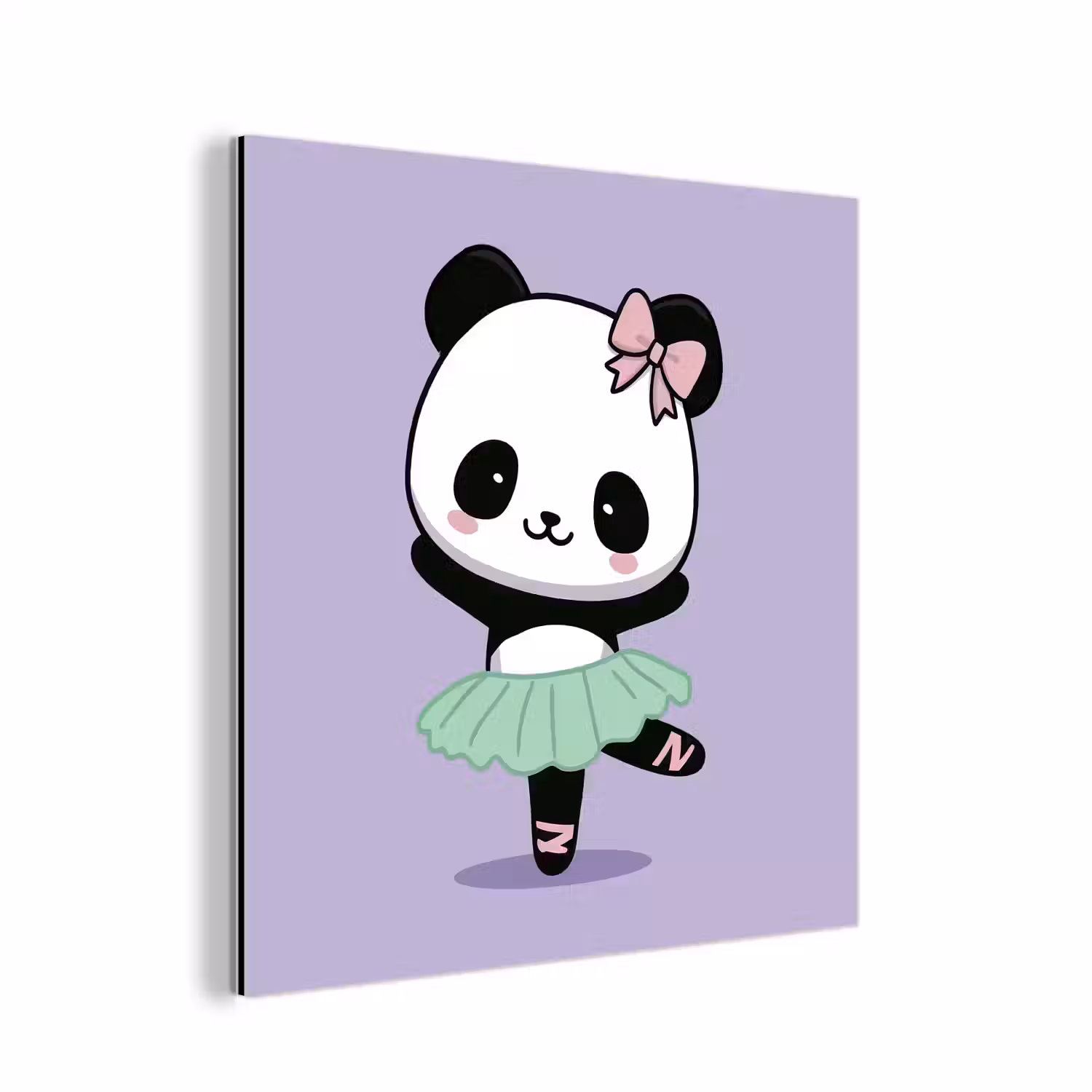 Dansende panda - Paars - Sierlijk - Kawaii aluminium wit klein -3d
