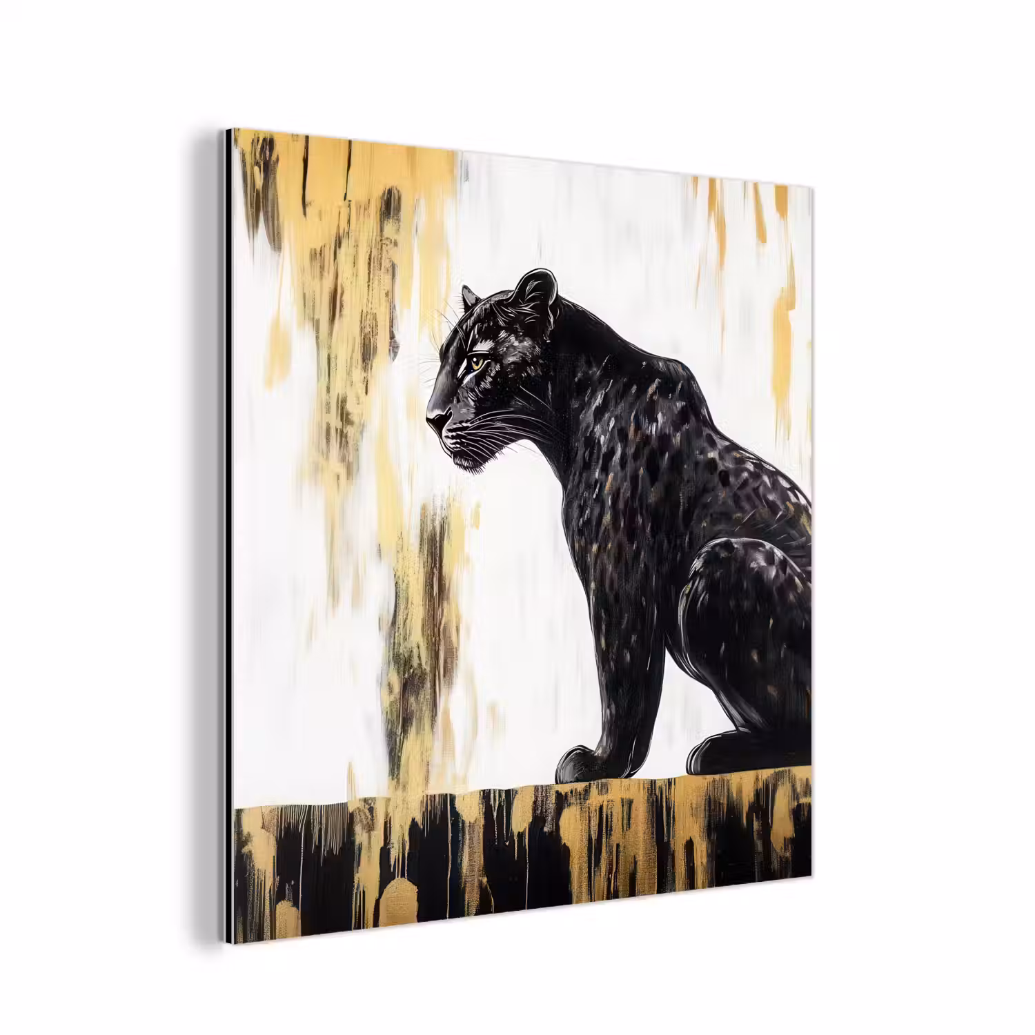 Panter - Zwart - Abstract - Goud aluminium wit klein -3d
