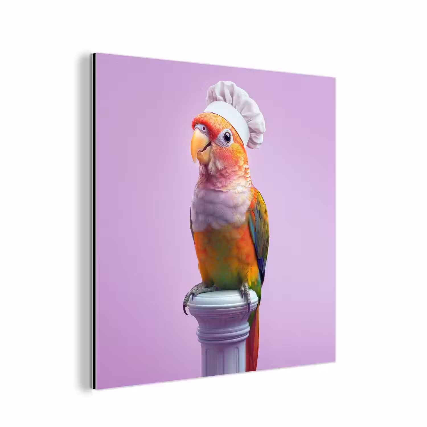 Papegaai - Koksmuts - Pilaar - Vogel aluminium wit klein -3d