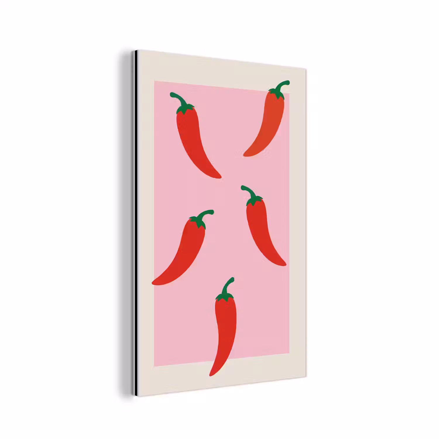 Pepers - Rood - Illustratie aluminium wit klein -3d