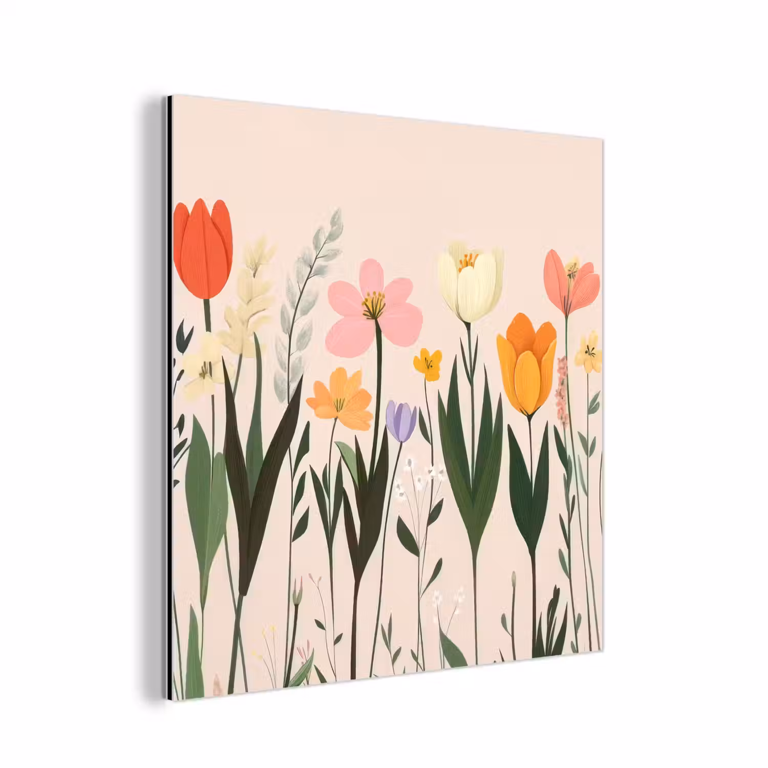 Pasteltinten - Bloemen - Illustratie aluminium wit klein -3d