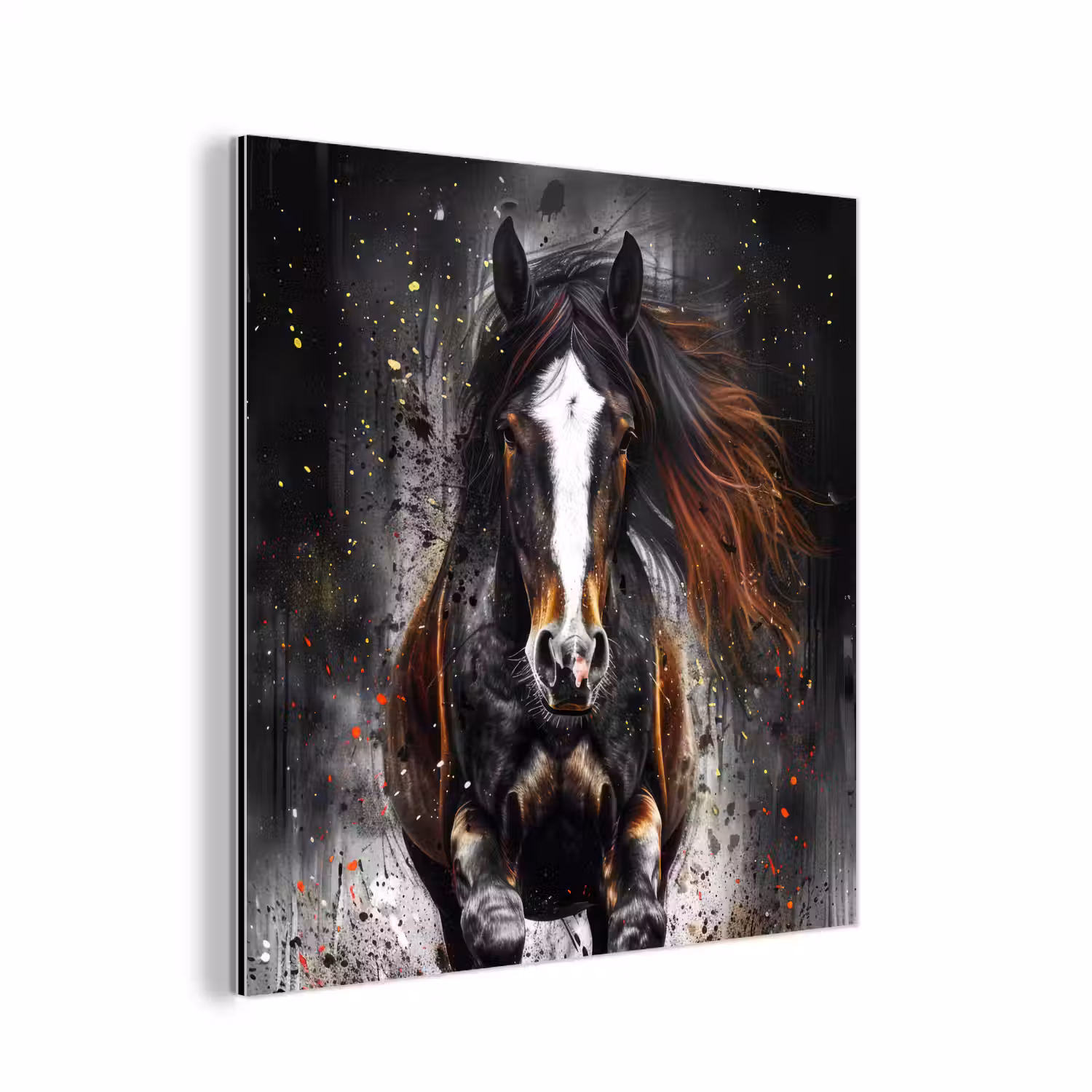 Paard - Dieren - Zwart - Luxe - Modern aluminium wit klein -3d