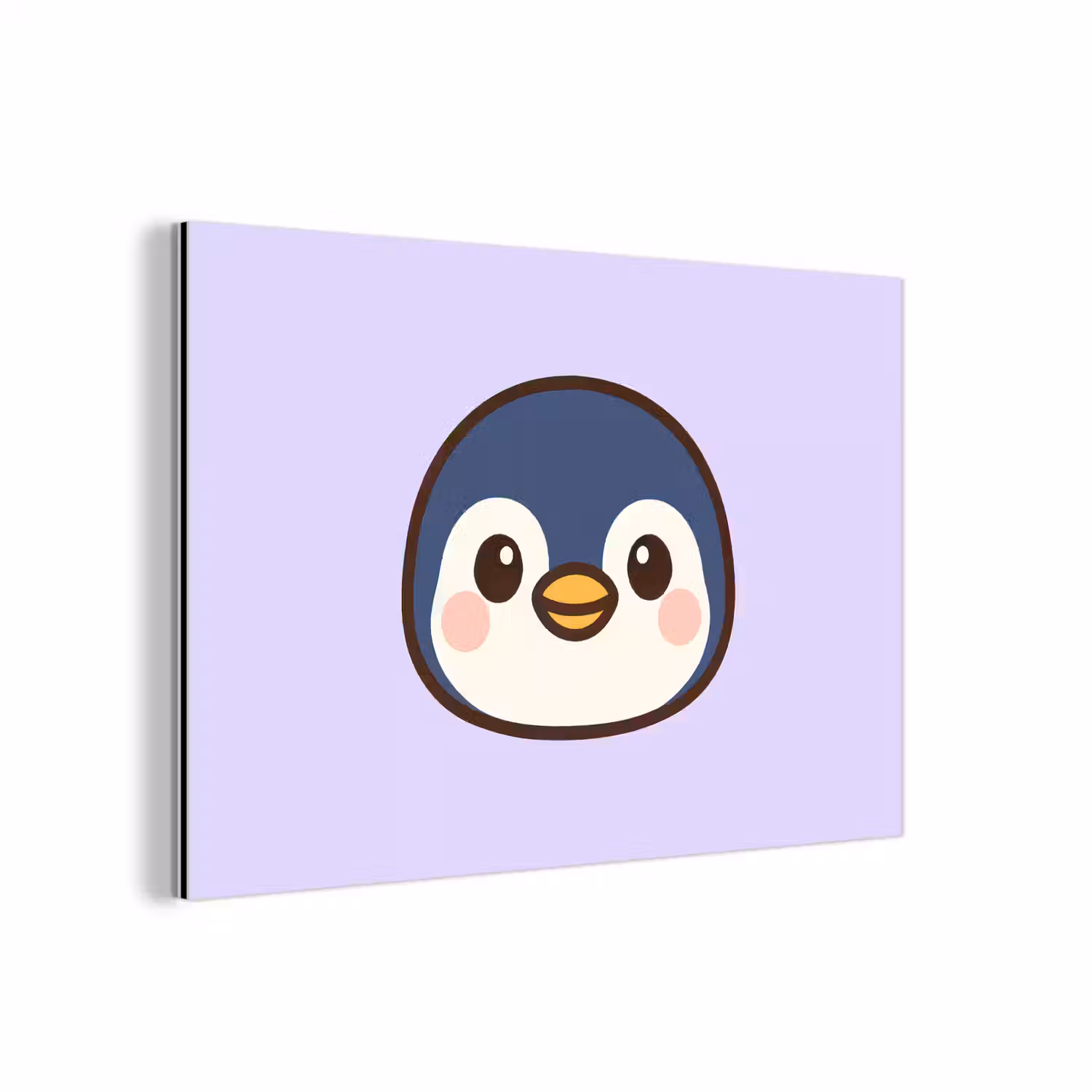 Pinguïn - Paars - Schattig aluminium wit klein -3d