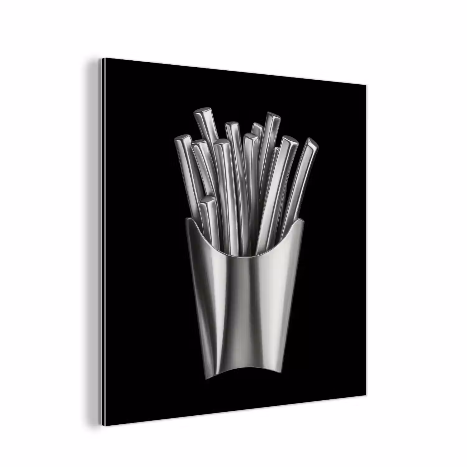 Frietjes - Futuristisch - Zilver aluminium wit klein -3d