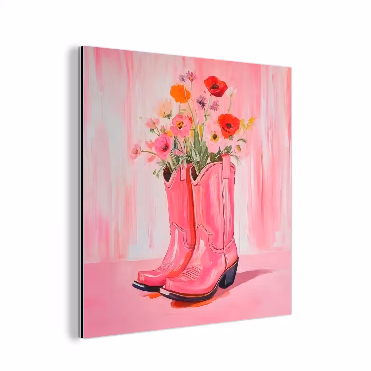 Roze - Bloemen - Cowboy aluminium wit klein -3d