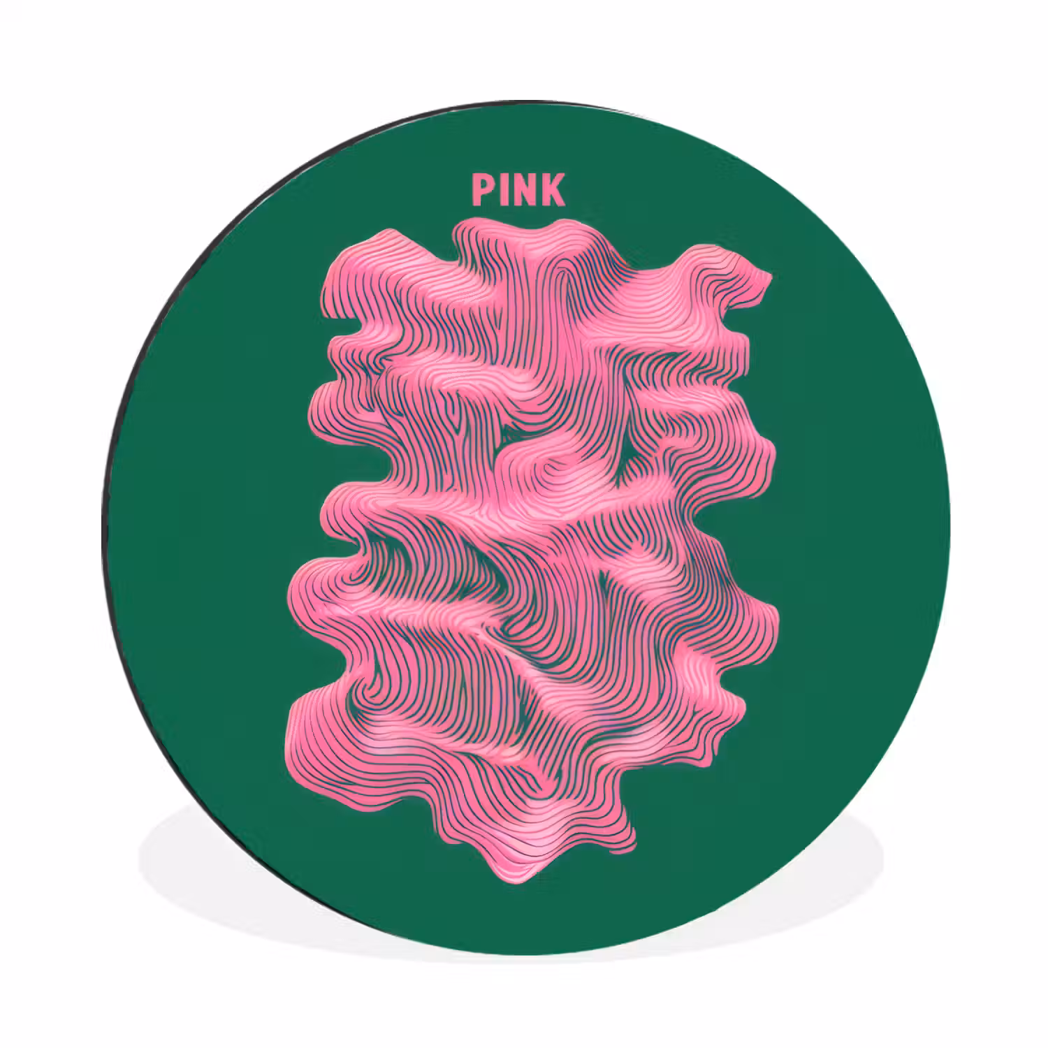 Abstract - Pink - Lijnen - Groen Wandcirkel aluminium klein -3d