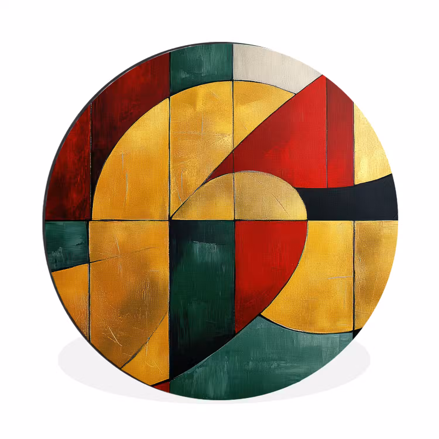Abstract - Kerst - Goud - Rood - Groen Wandcirkel aluminium klein -3d