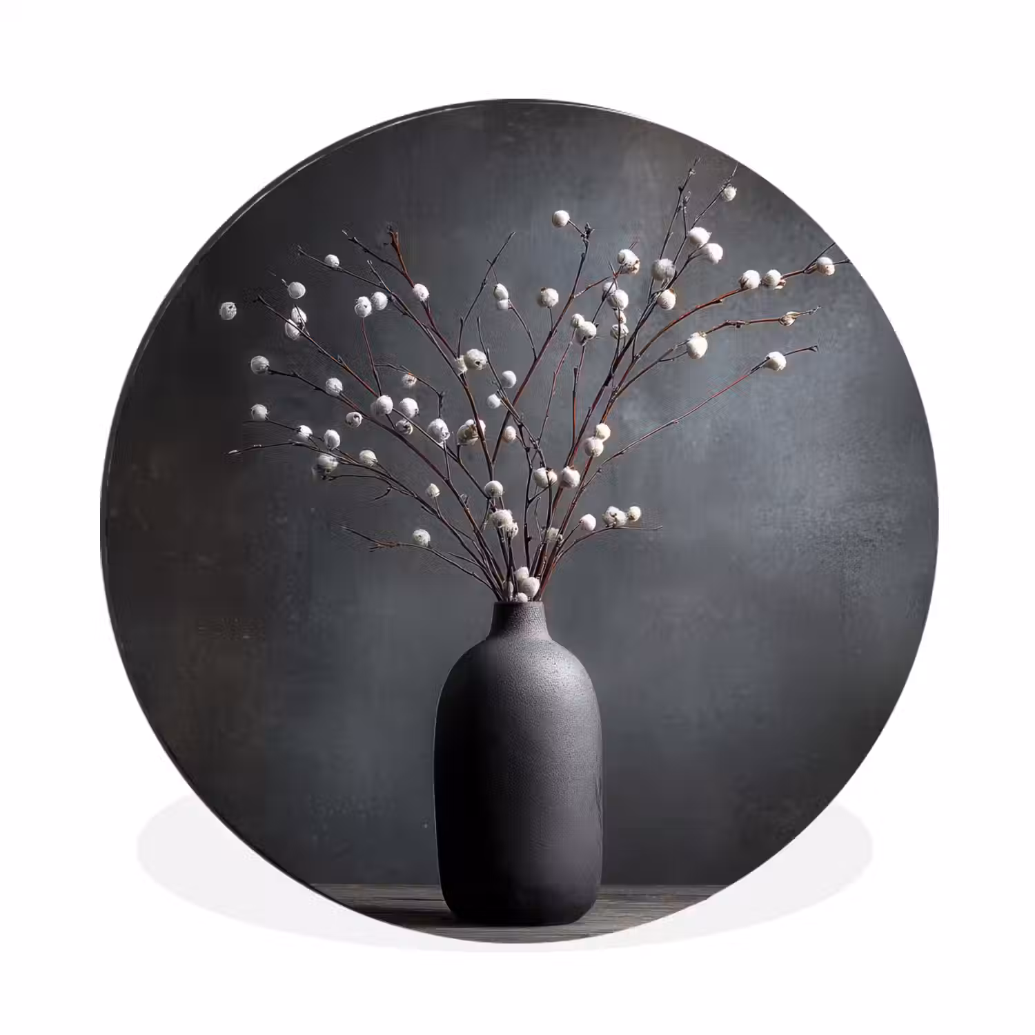 Takken - Vaas - Bolletjes - Wit Wandcirkel aluminium klein -3d