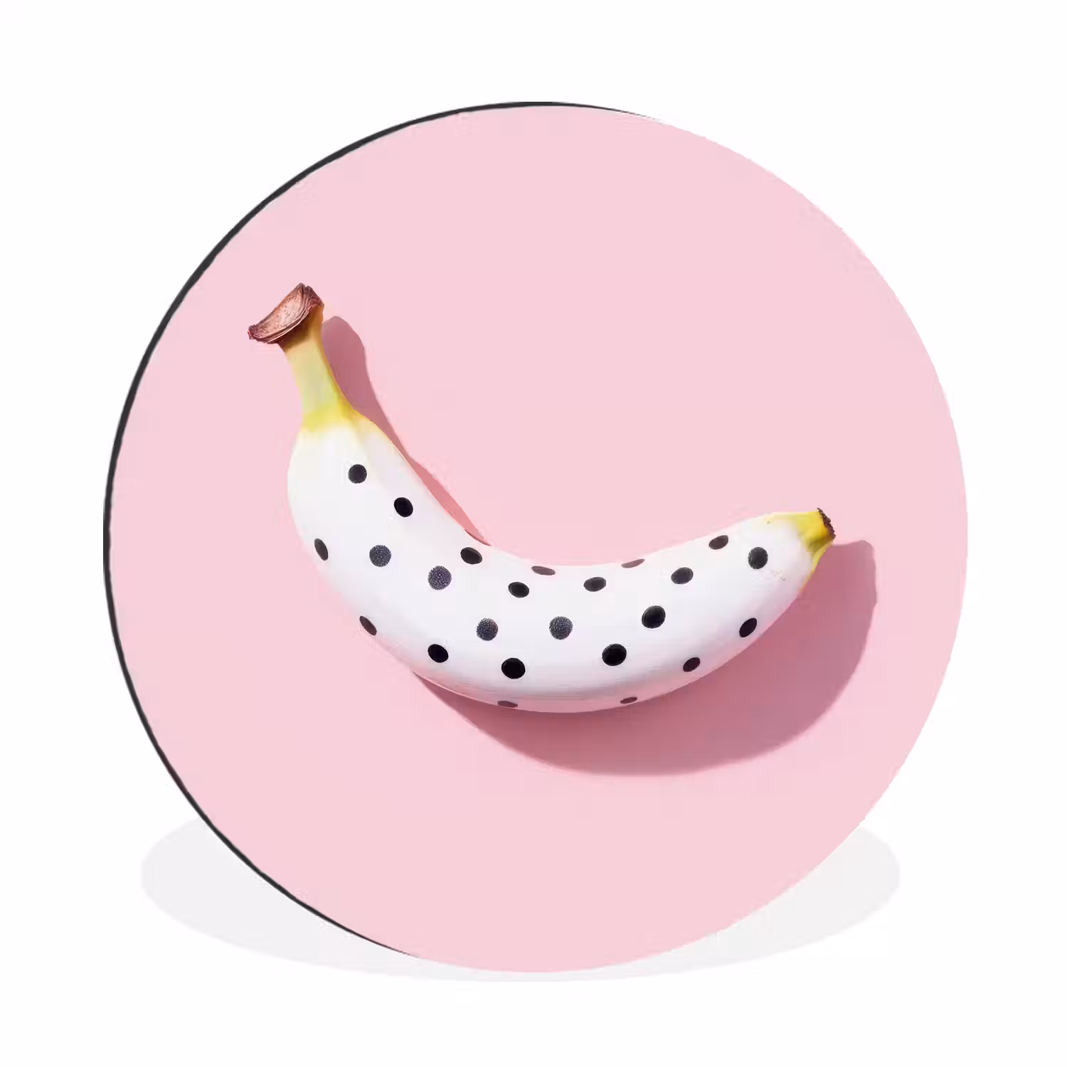 Banaan - Stippen - roze Wandcirkel aluminium klein -3d