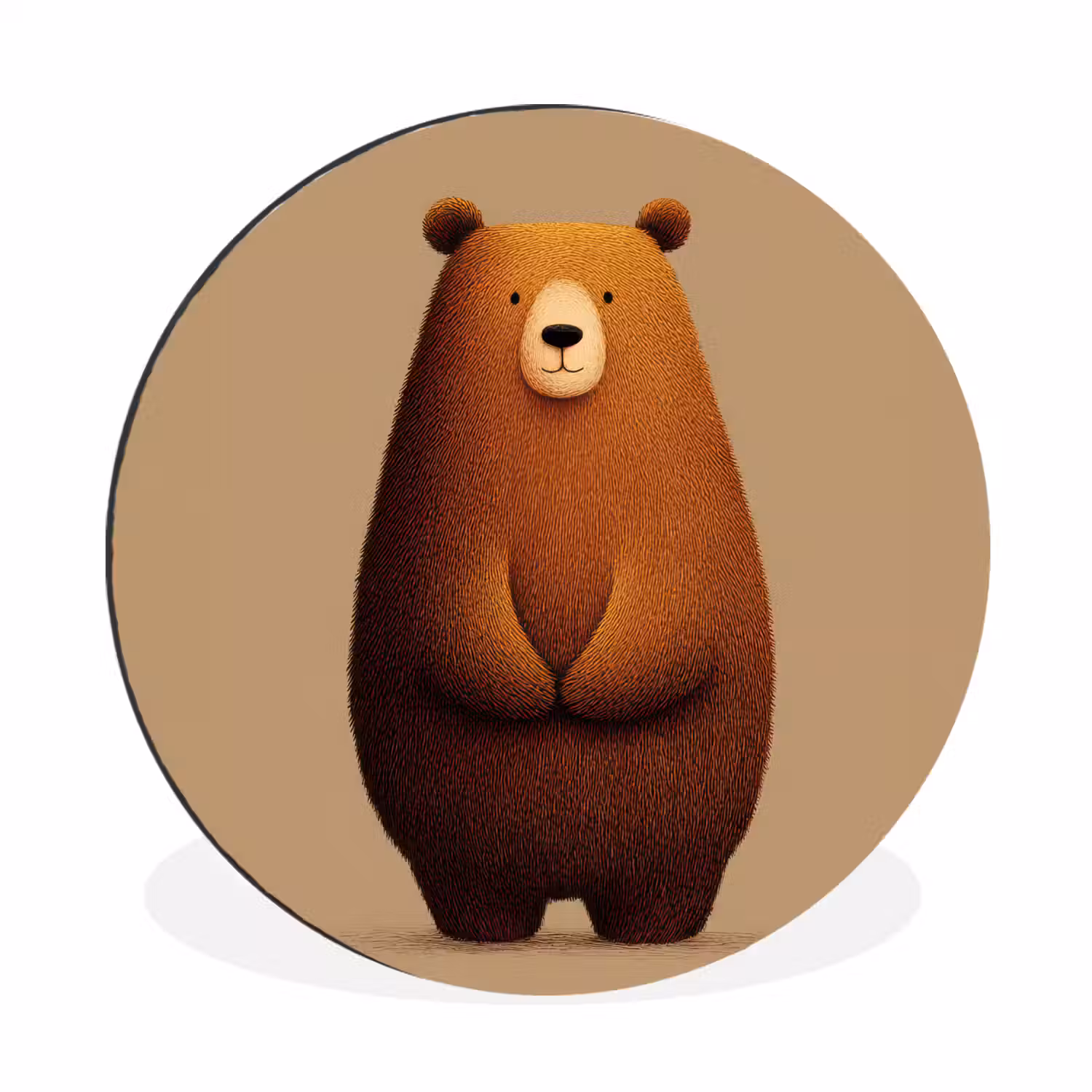 Beer - Minimalistisch - Bruin Wandcirkel aluminium klein -3d
