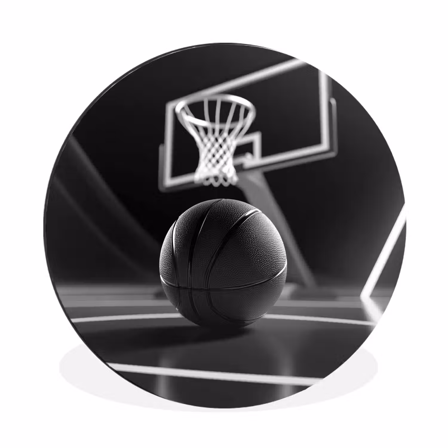 Basketbal - Basketbalveld - Lichtlijnen Wandcirkel aluminium klein -3d