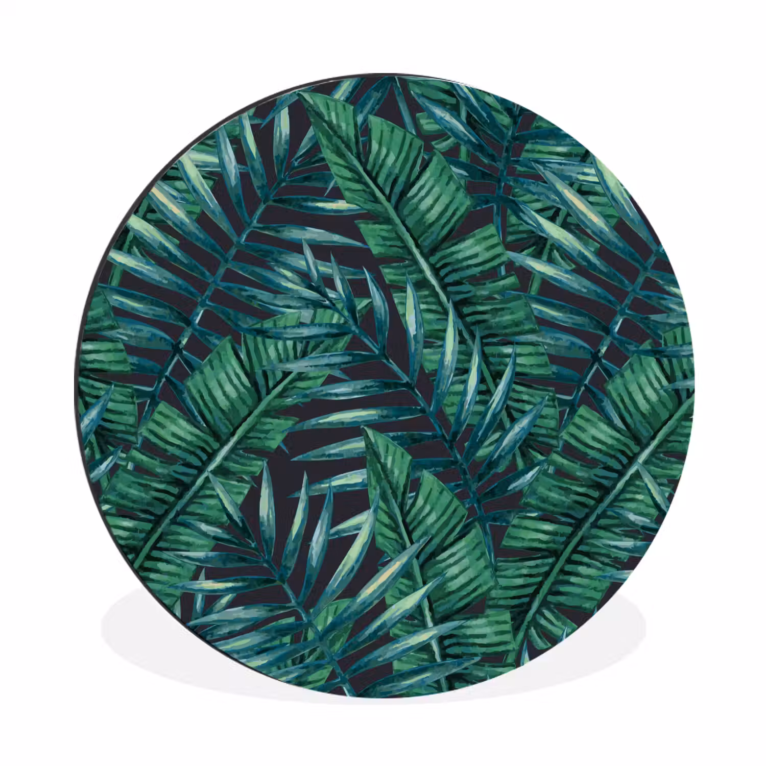 Bladeren - Inductie beschermer - Jungle - Tropical Wandcirkel aluminium klein -3d