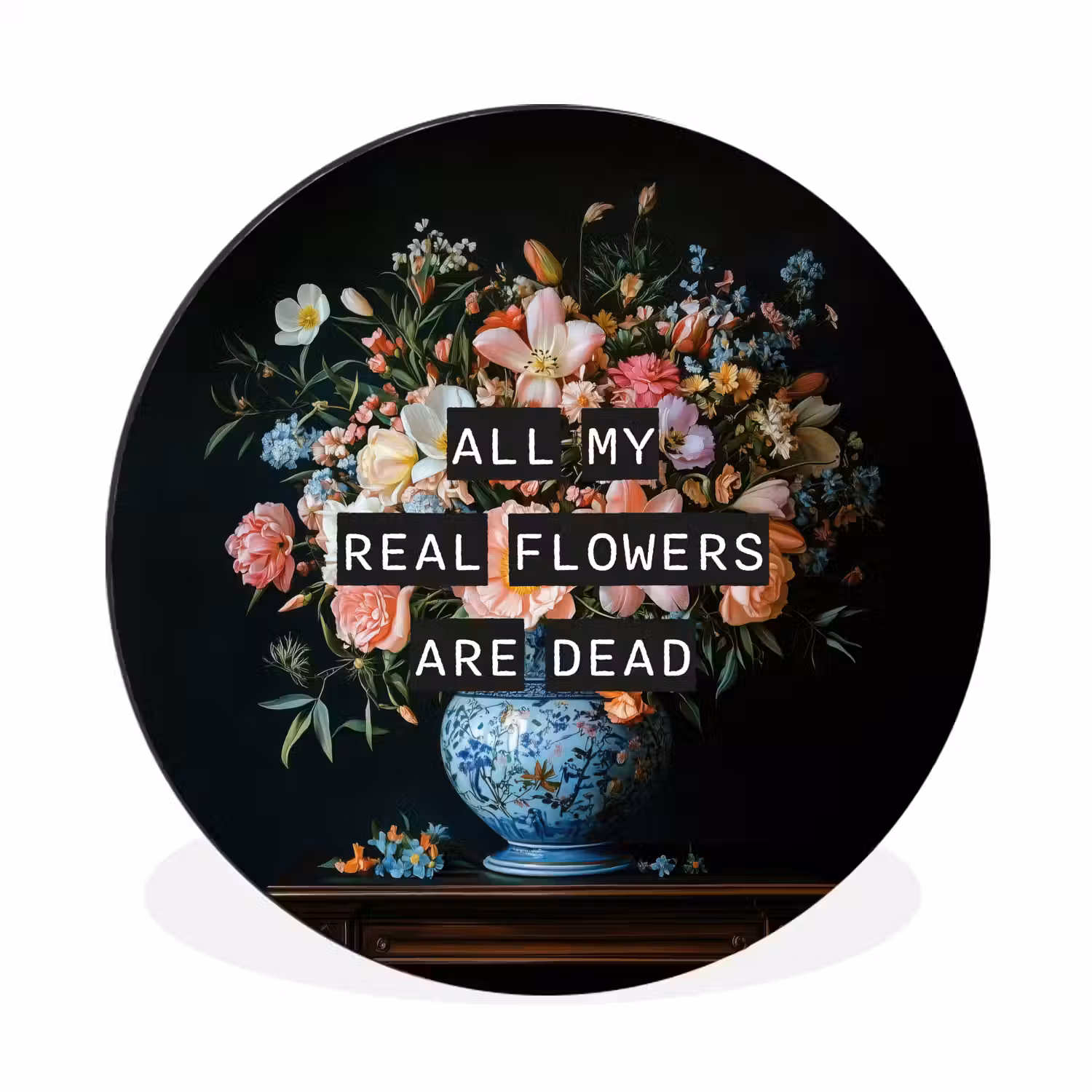 Bloemen - Art - Pastel - Quotes Wandcirkel aluminium klein -3d