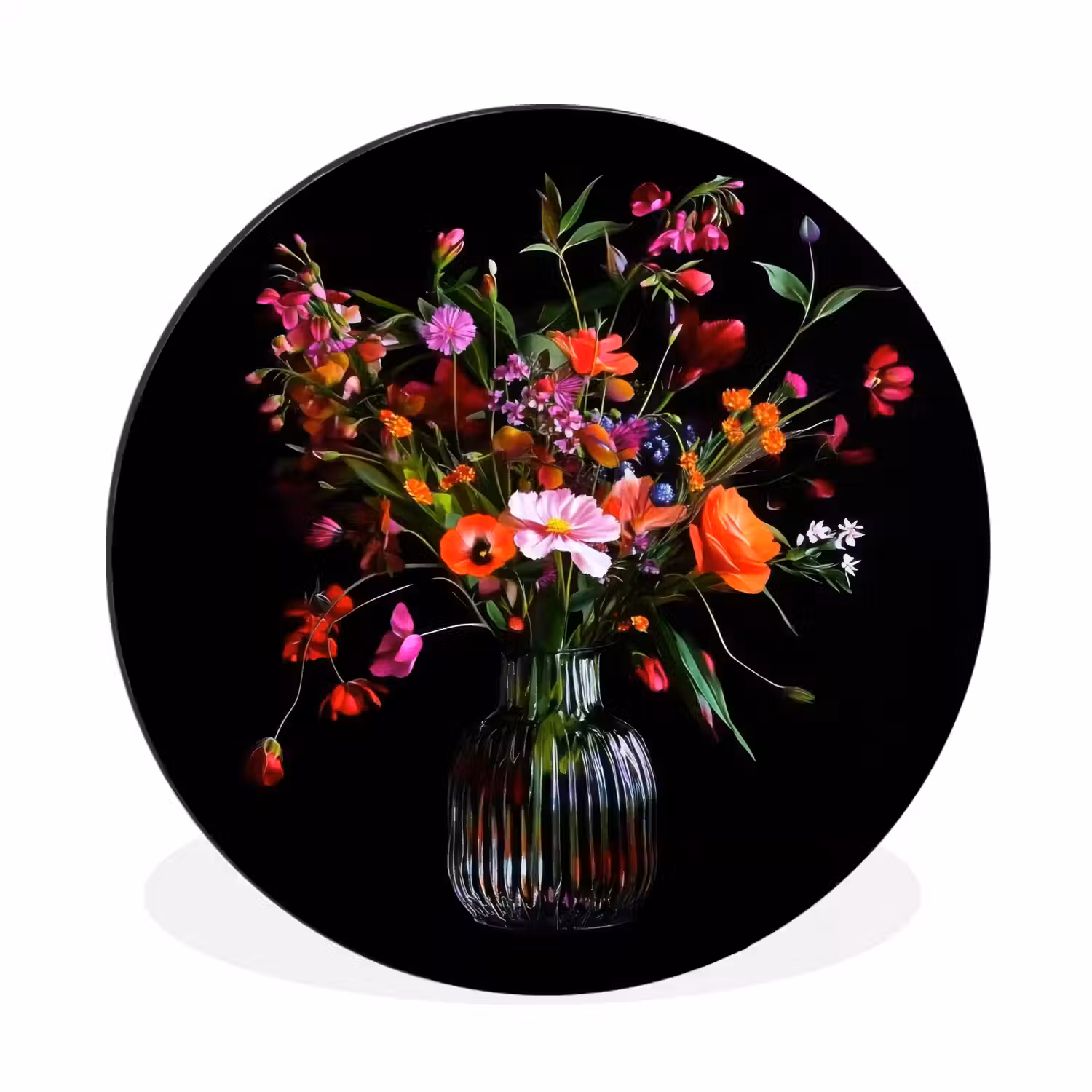 Boeket - Veldbloemen - Vaas Wandcirkel aluminium klein -3d