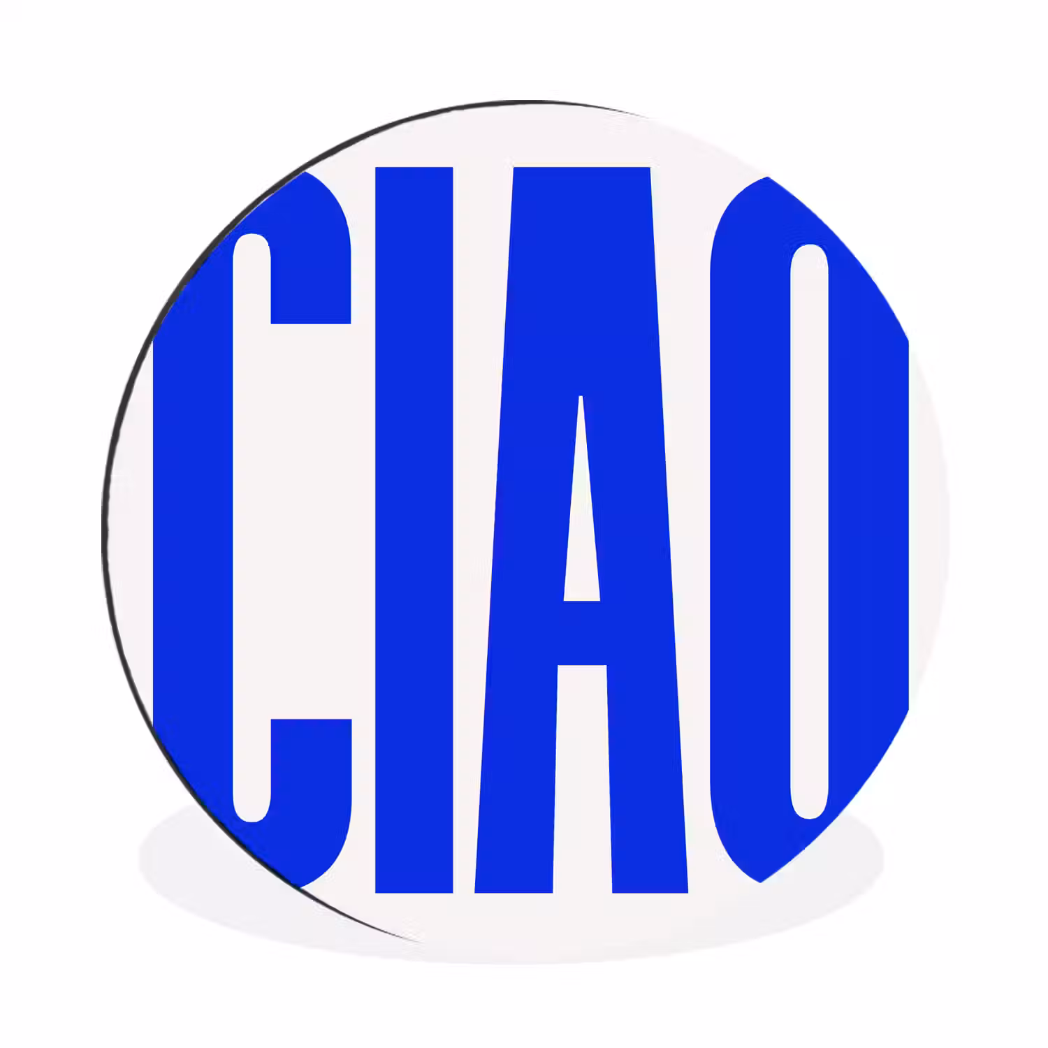 Ciao - Hoofdletters - Blauw - Minimalistisch Wandcirkel aluminium klein -3d