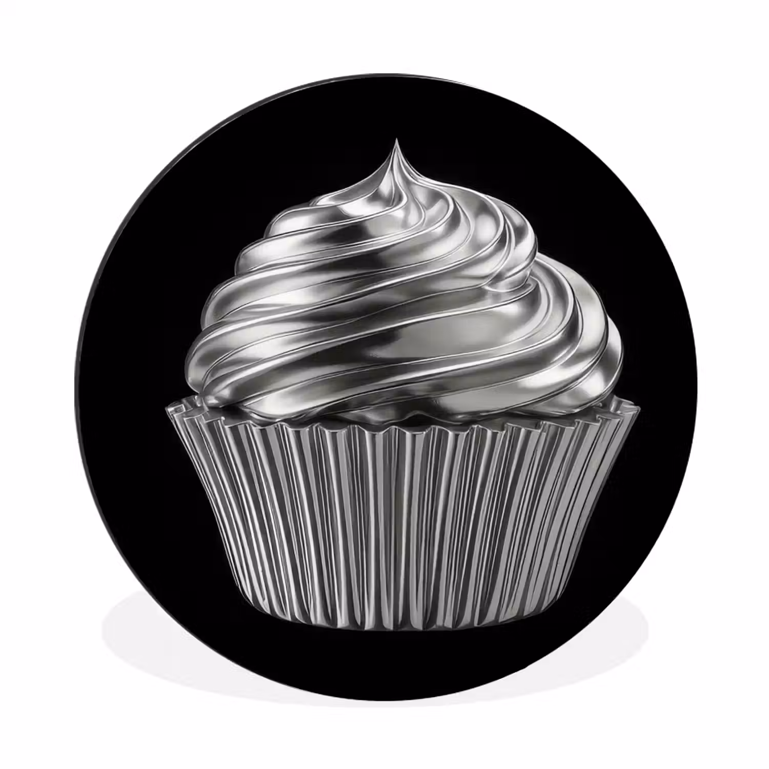 Cupcake - Luxueus - Zilver Wandcirkel aluminium klein -3d